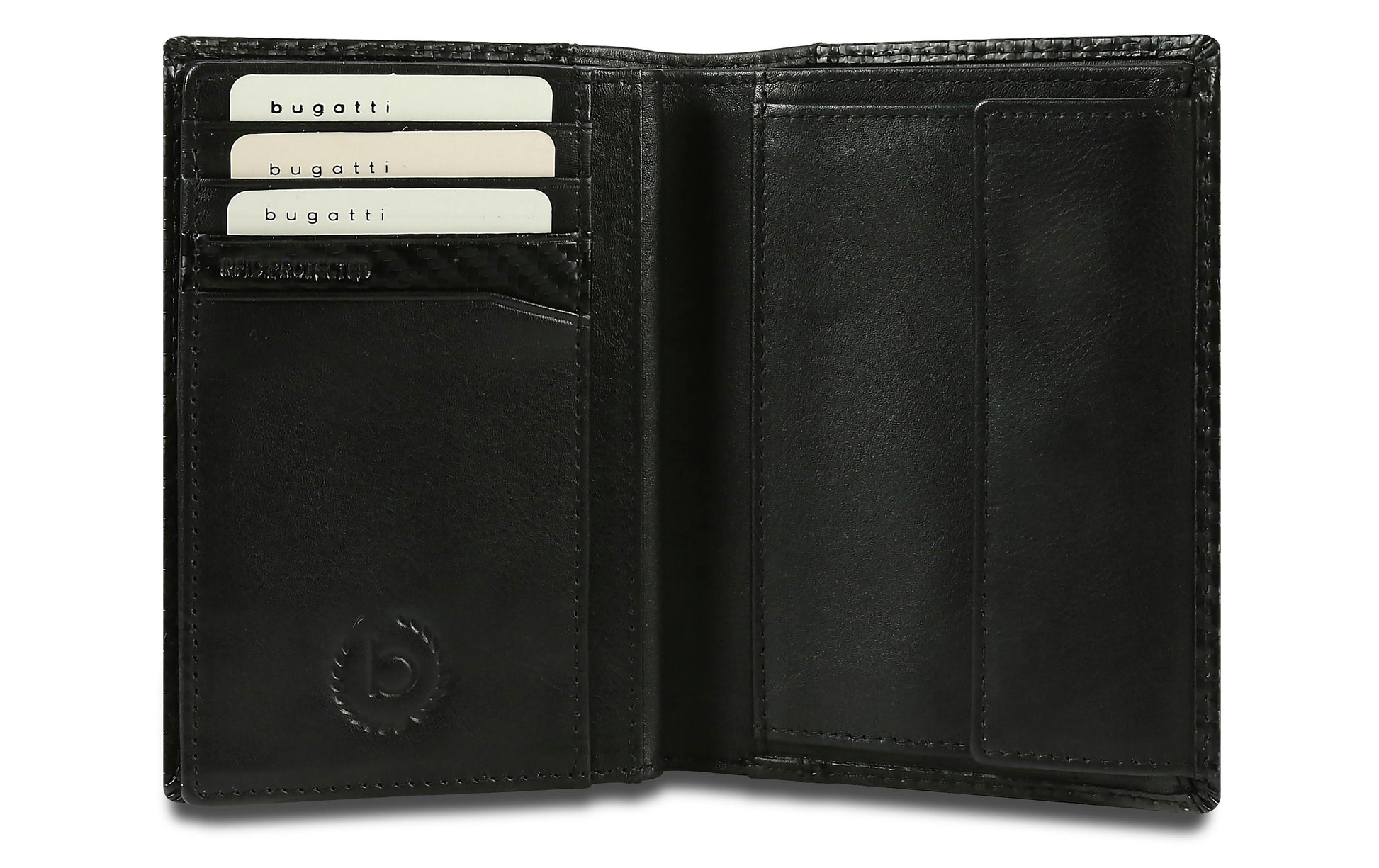 Bugatti cases Bugatti – Hochformatbörse Comet M – RFID-Schutz, Münzfach, 8 Kartenfächer – 90 × 125 × 20 mm – Schwarz – Leder