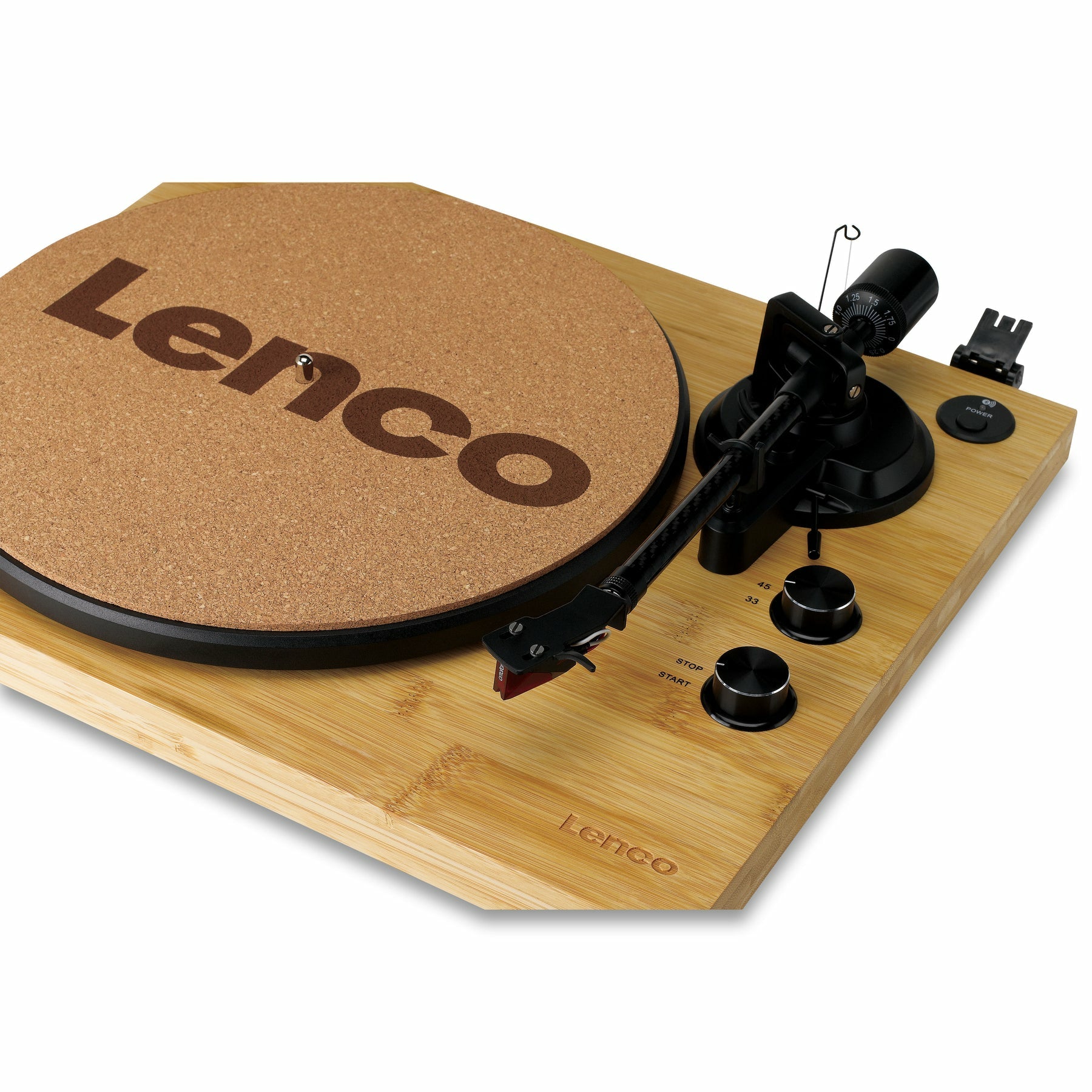 Lenco LBT-335BA – Plattenspieler (Riemenantrieb, Start-Stop), Bluetooth 5.2, Phono-Vorverstärker, 33⅓/45 U/min – Bambus