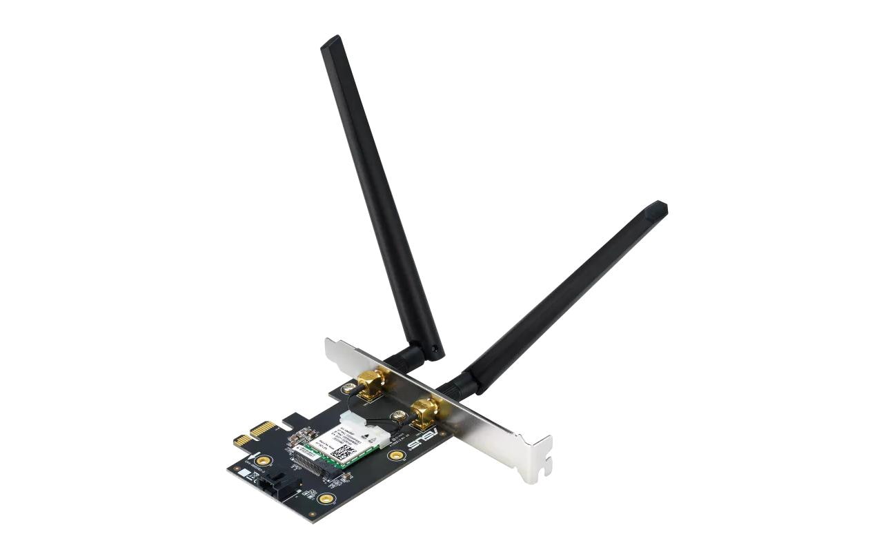 ASUS PCE-AXE5400 – PCIe WLAN-Karte – Wi-Fi 6E (2,4/5/6 GHz), 2,4 Gbit/s, Bluetooth 5.2, für PC