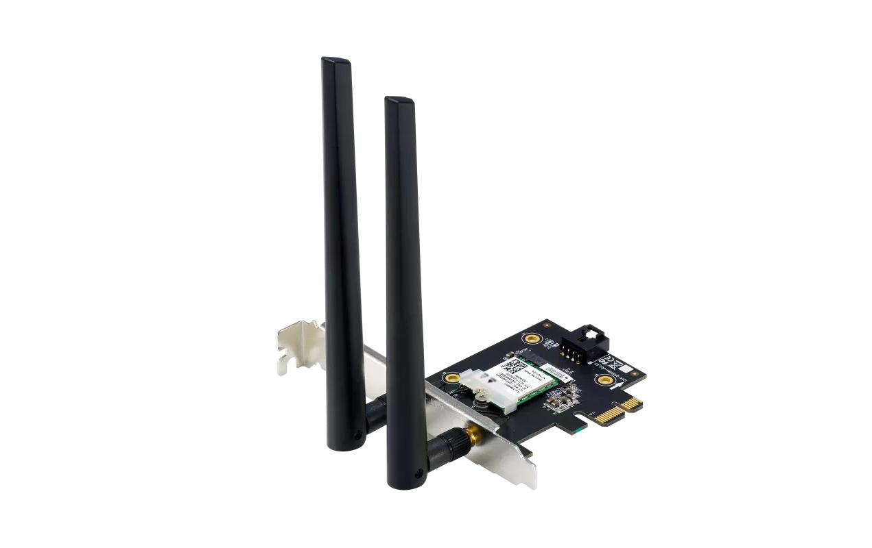 ASUS PCE-AXE5400 – PCIe WLAN-Karte – Wi-Fi 6E (2,4/5/6 GHz), 2,4 Gbit/s, Bluetooth 5.2, für PC