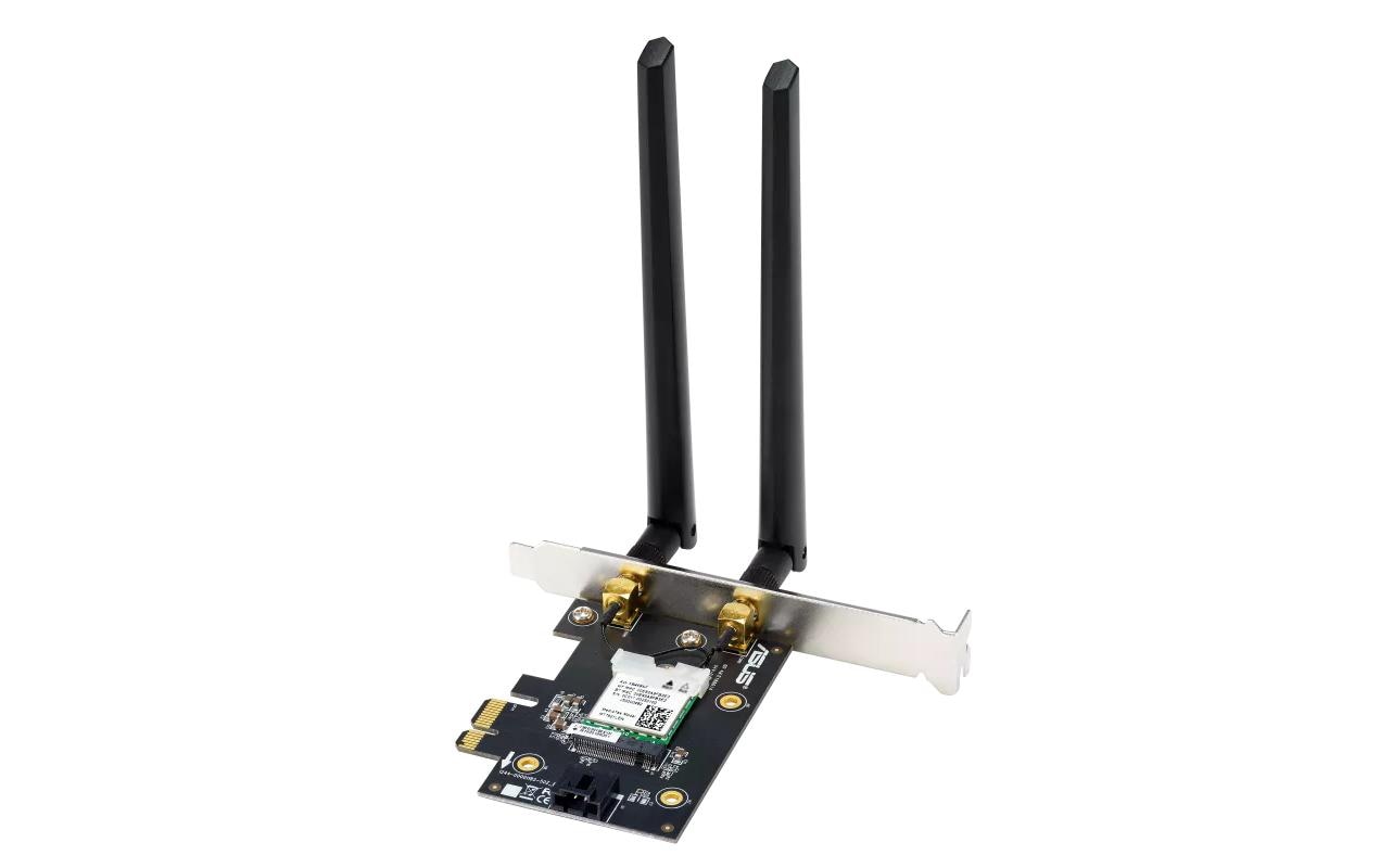 ASUS PCE-AXE5400 – PCIe WLAN-Karte – Wi-Fi 6E (2,4/5/6 GHz), 2,4 Gbit/s, Bluetooth 5.2, für PC