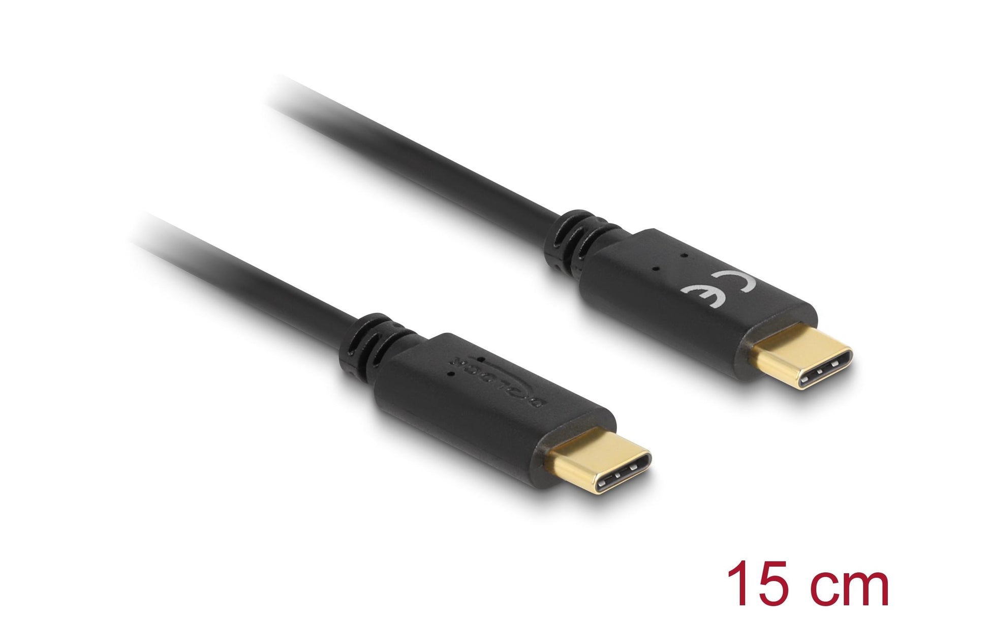 DeLOCK USB-C auf USB-C Kabel – 0,15 m – Schnellladung, E-Marker – Schwarz
