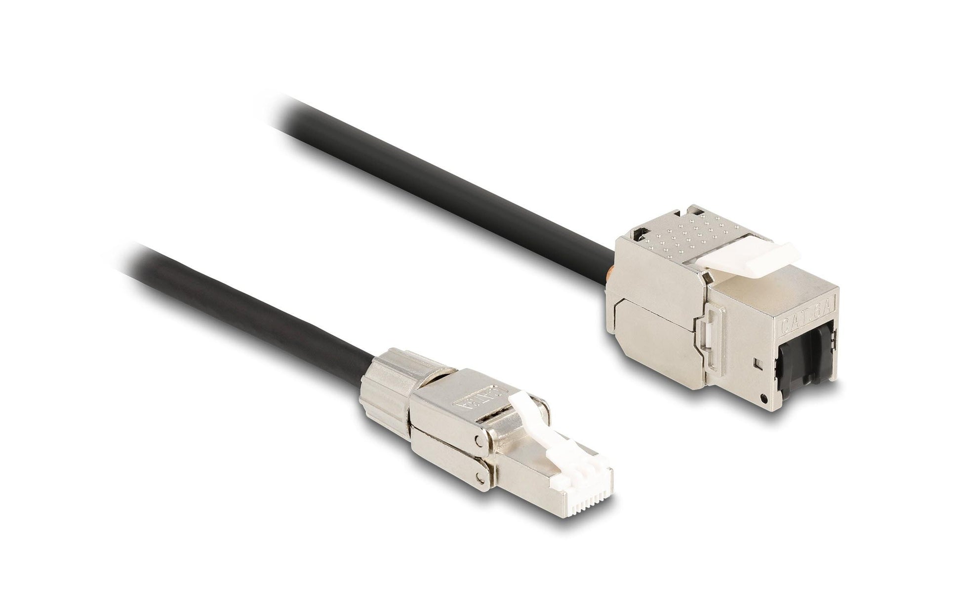 DeLOCK Patchkabel – Cat6A S/FTP, 1 m, Schwarz/Silber, LSZH, RJ-45
