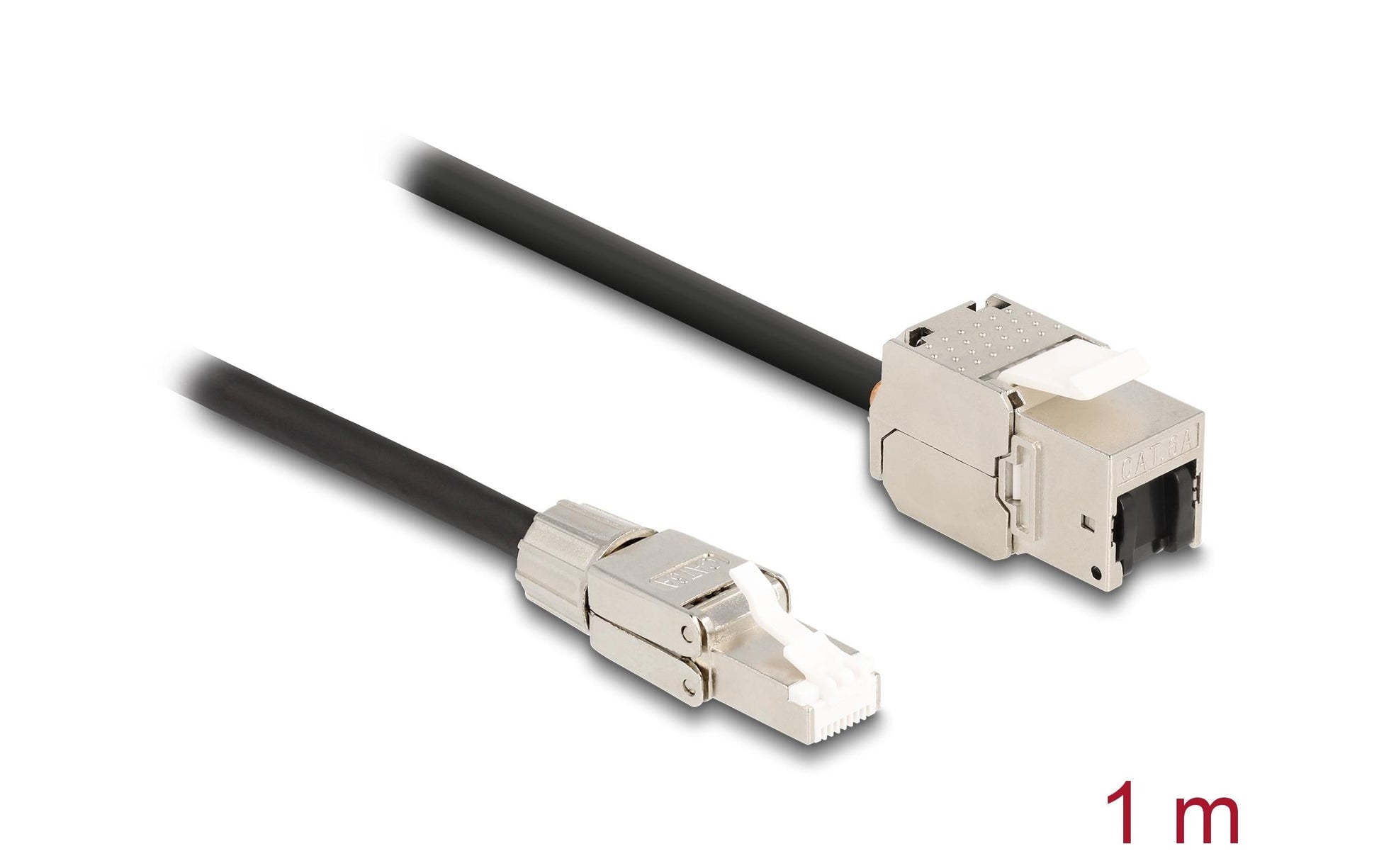 DeLOCK Patchkabel – Cat6A S/FTP, 1 m, Schwarz/Silber, LSZH, RJ-45