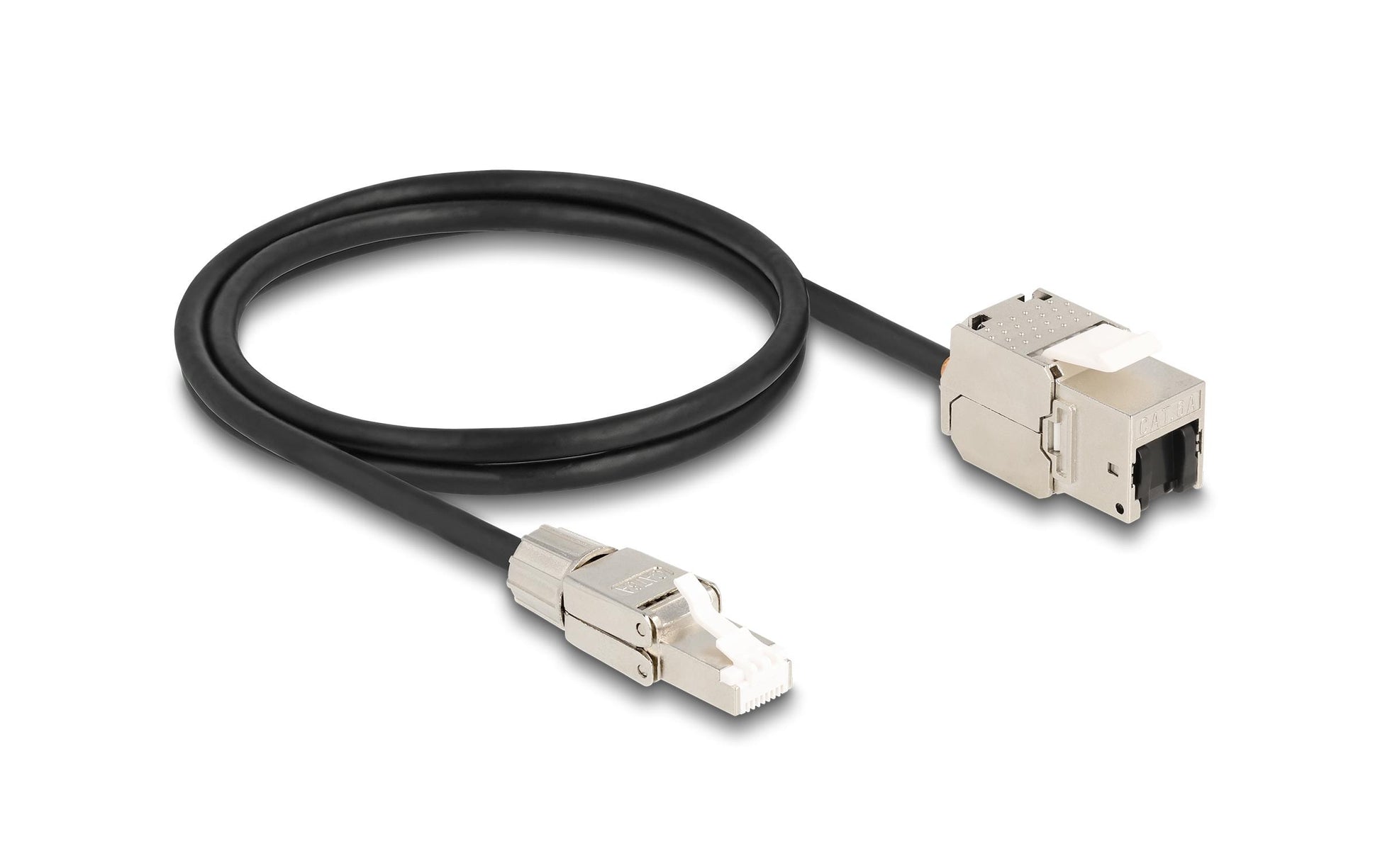 DeLOCK Patchkabel – Cat6A S/FTP, 1 m, Schwarz/Silber, LSZH, RJ-45