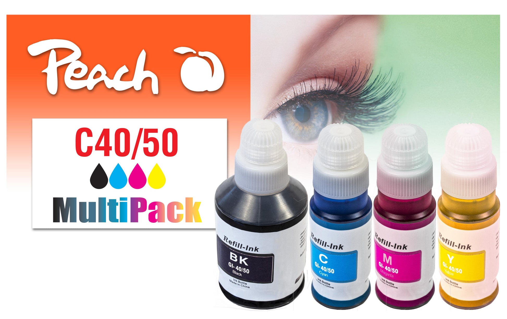 Peach Tintenpatronen-Multipack, Schwarz/Cyan/Magenta/Gelb (Kompatibel) – für Canon Pixma G/GM-Serie