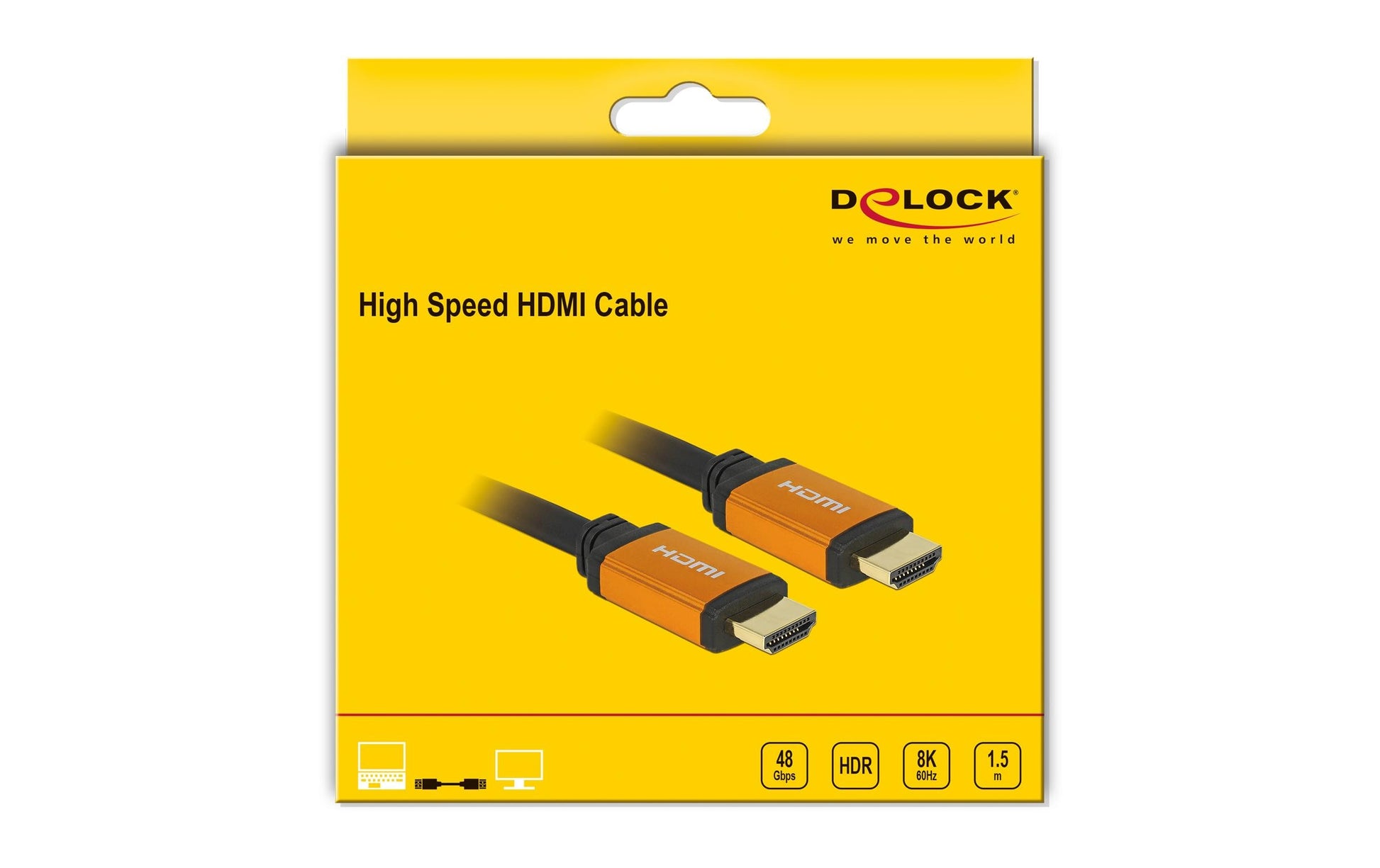 DeLOCK HDMI Kabel HDMI 2.1 8K 60 Hz – 1,5 m – ARC – Schwarz/Gold