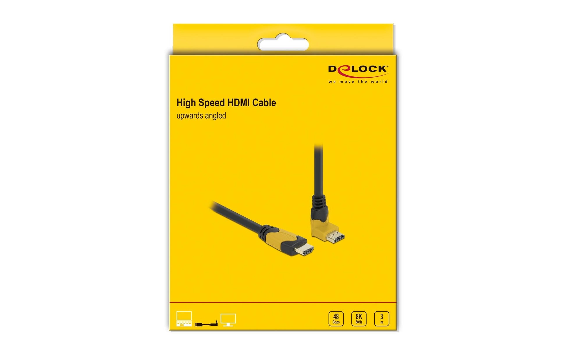 DeLOCK HDMI Kabel HDMI 2.1 8K 60 Hz – 3 m – HDR – Schwarz/Gelb