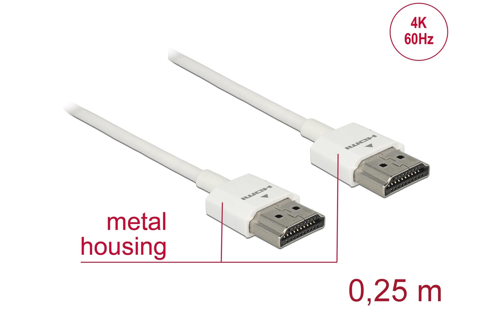 DeLOCK HDMI-Kabel, Weiss, 85120, 1 Stück