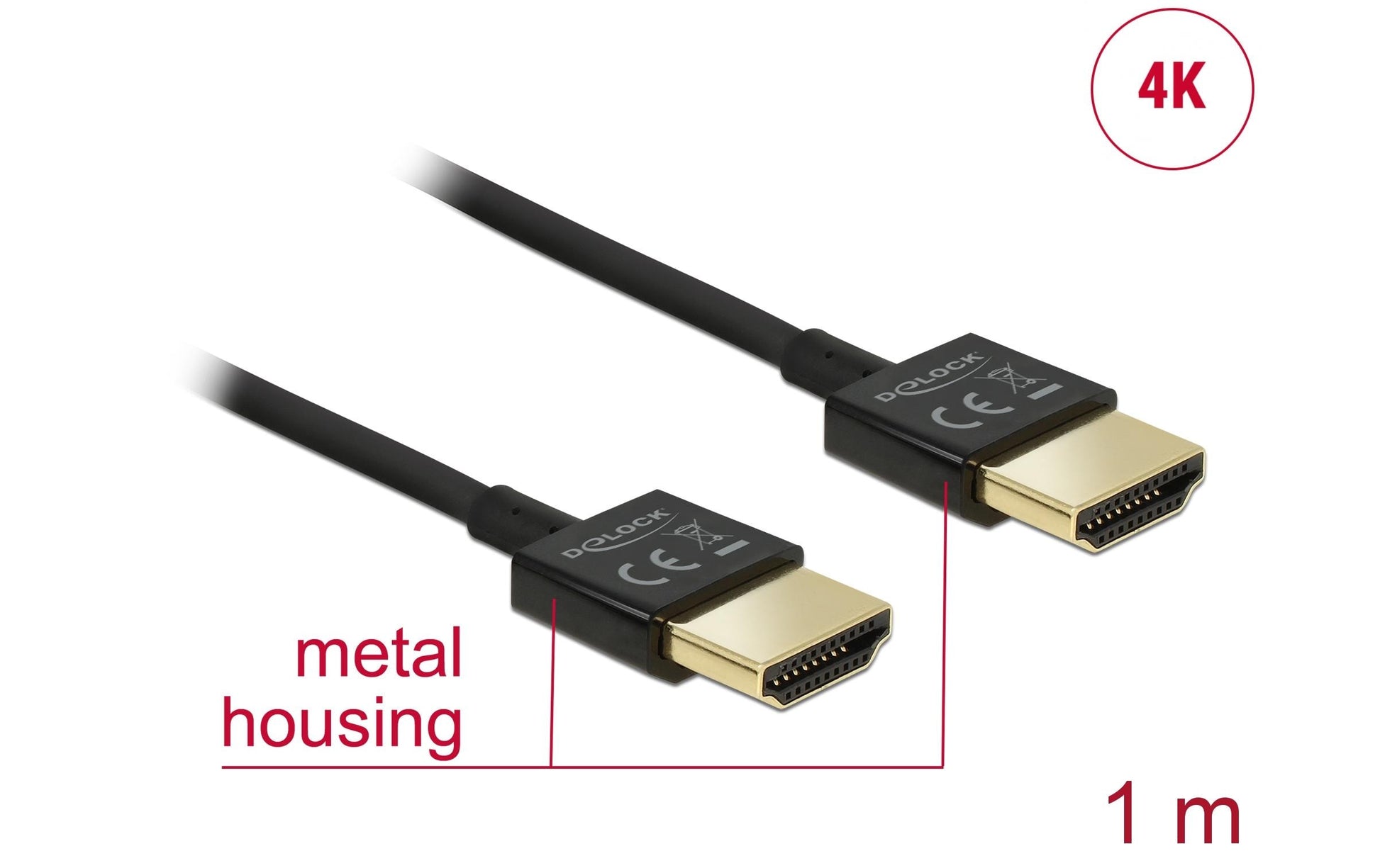 DeLOCK HDMI Kabel HDMI 2.0 4K 60 Hz – 1 m – Ethernet