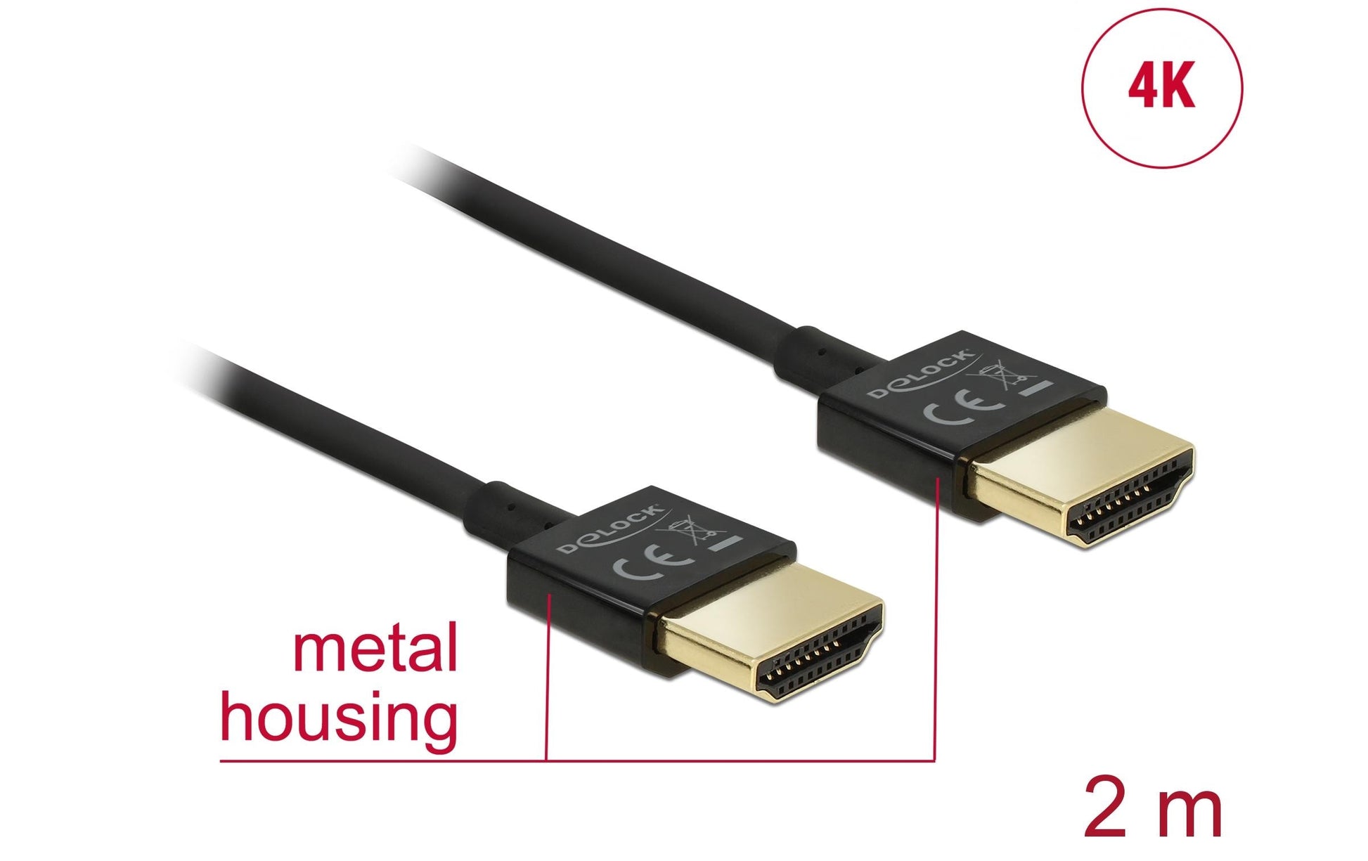 DeLOCK HDMI Kabel HDMI 2.0 4K 60 Hz – 2 m – Ethernet