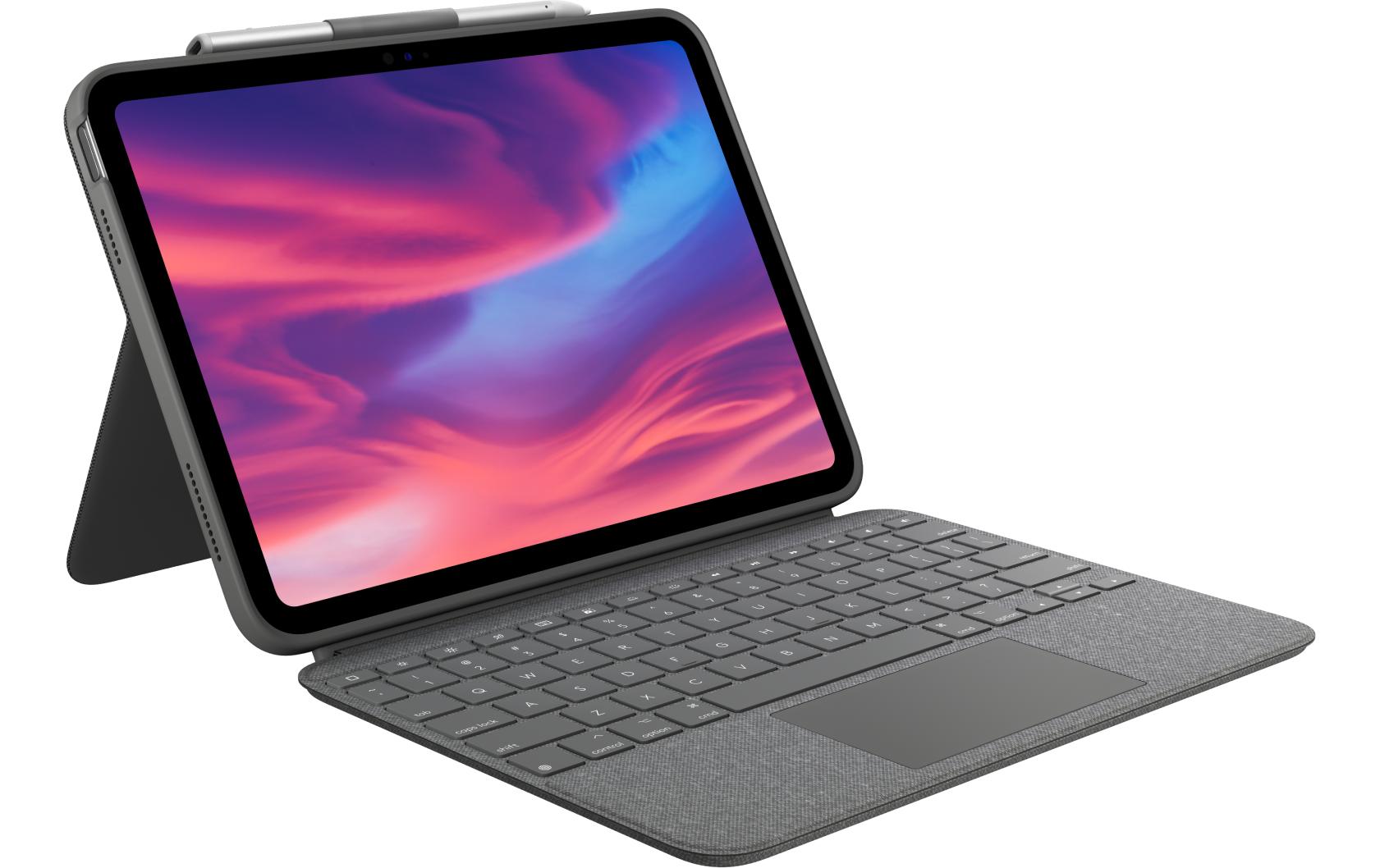 Logitech Combo Touch – Tastatur, CH-Layout (DE-CH), mit Touchpad, Grau – für iPad (10. Gen)