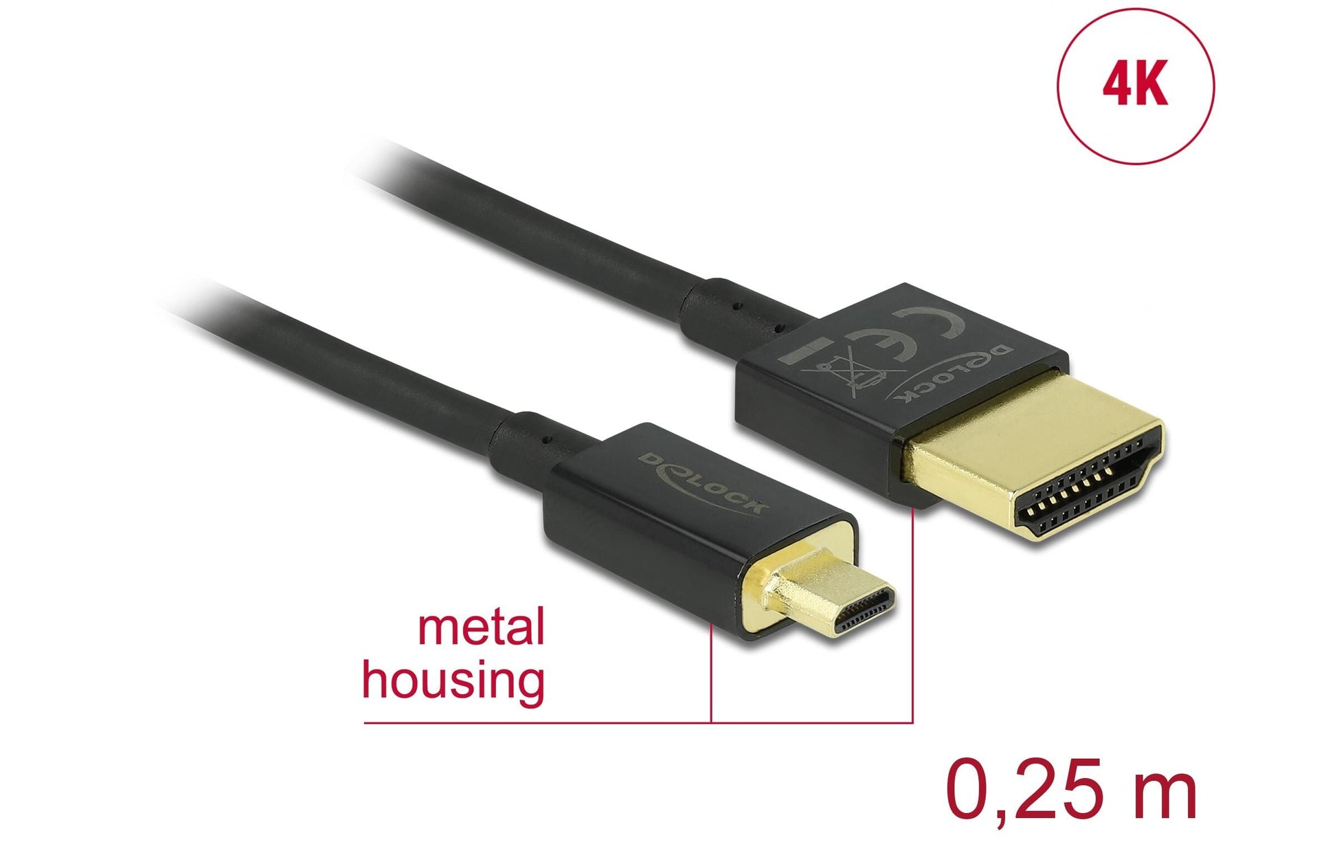 DeLOCK HDMI-Kabel, HDMI/Micro HDMI, Schwarz, 85119