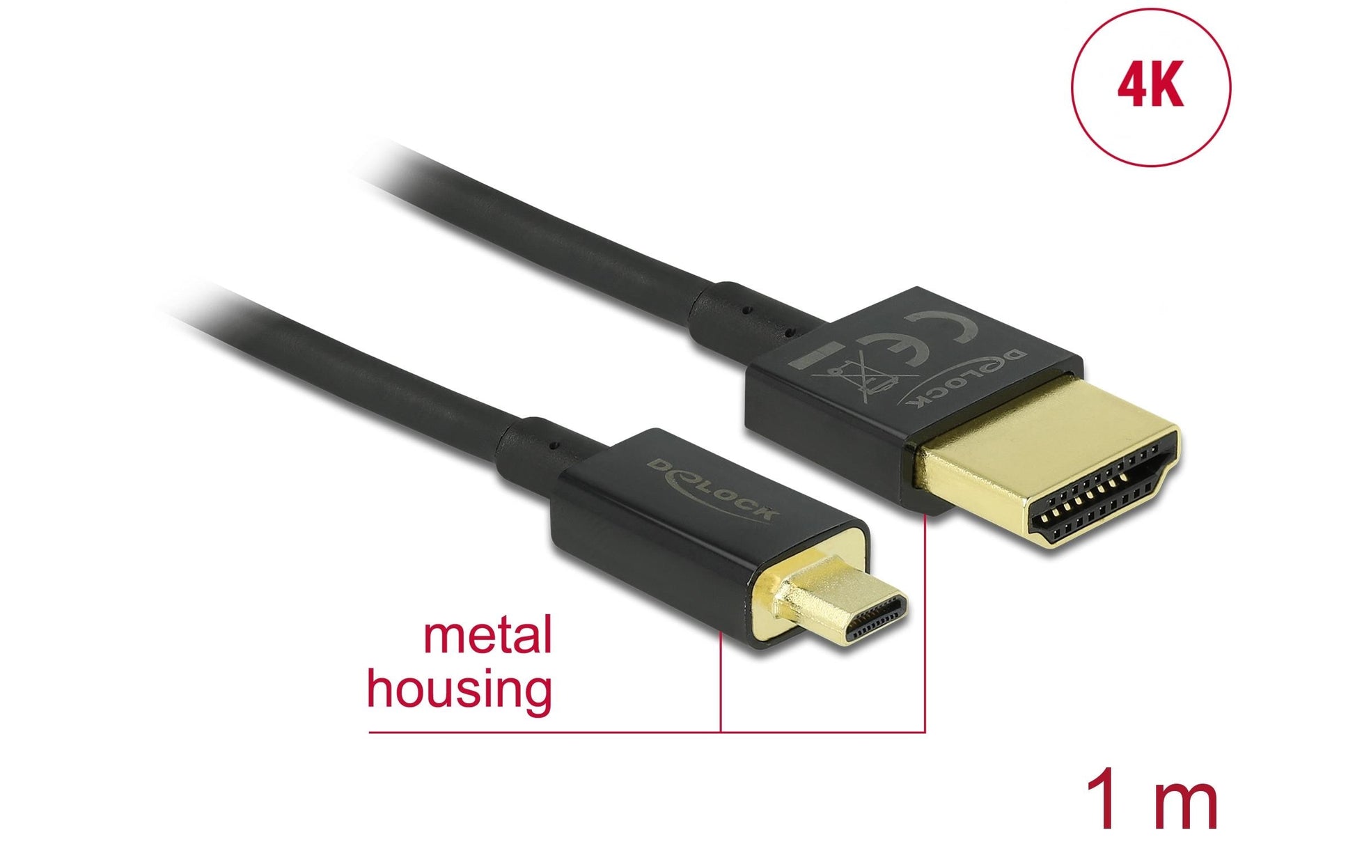 DeLOCK HDMI-Kabel, HDMI/Micro HDMI, Schwarz, 1 Stück
