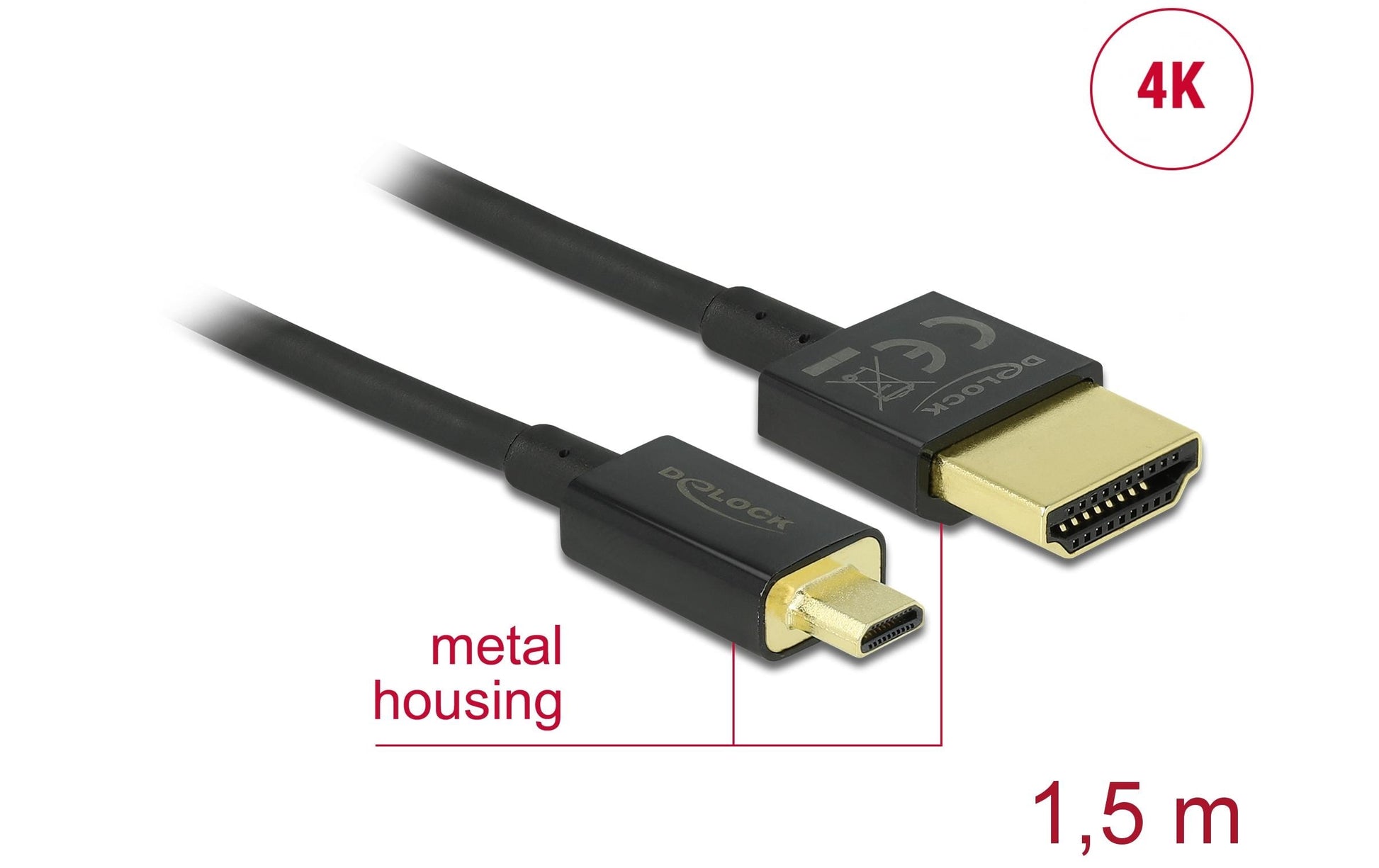 DeLOCK HDMI-Kabel, HDMI/Micro HDMI, Schwarz, 1 Stück