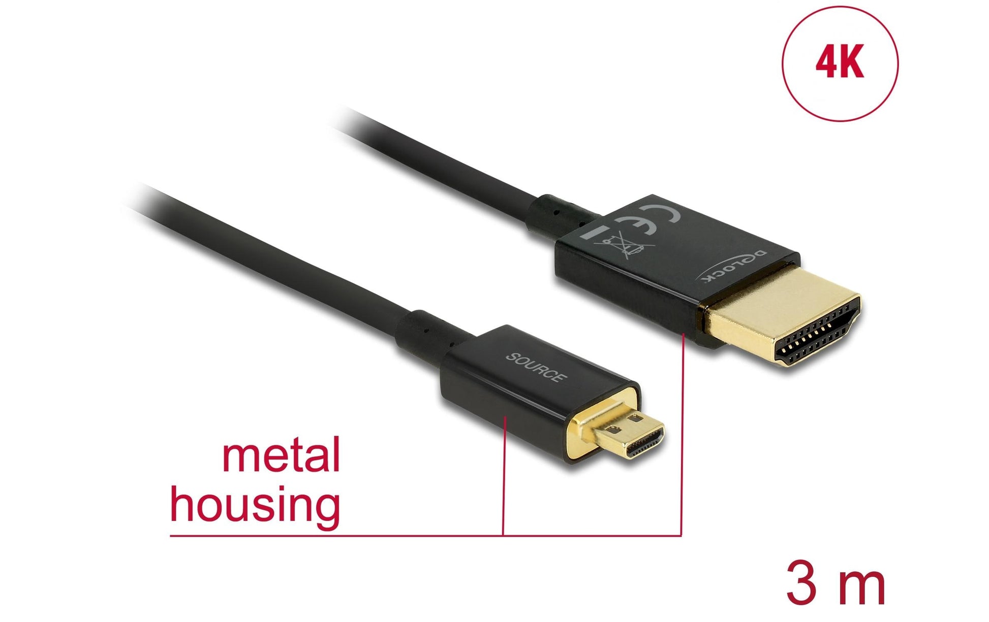 DeLOCK HDMI-Kabel, Micro HDMI, Schwarz