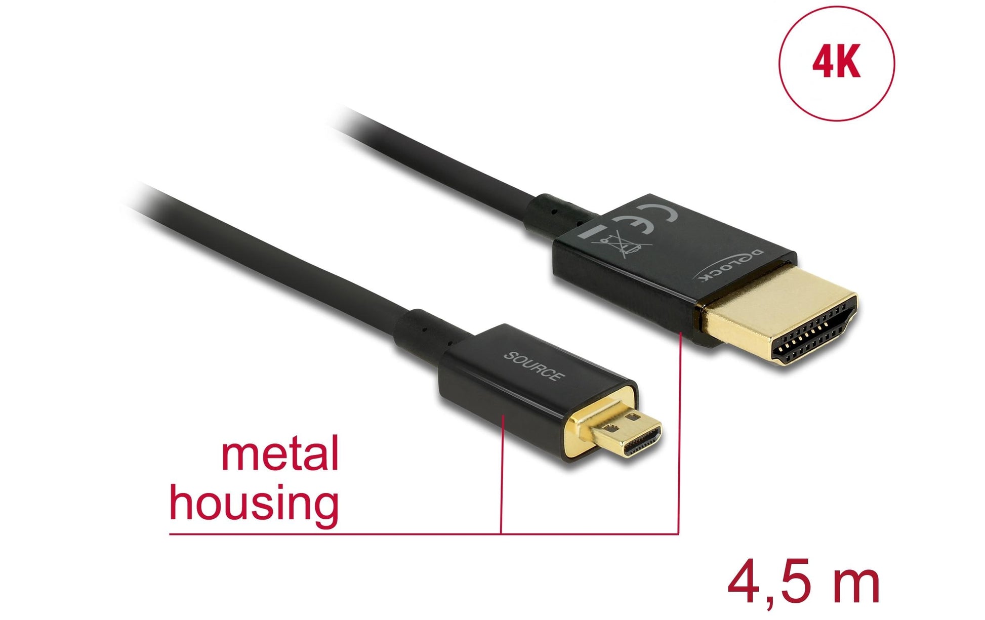 DeLOCK HDMI-Kabel, HDMI/Micro HDMI, Schwarz