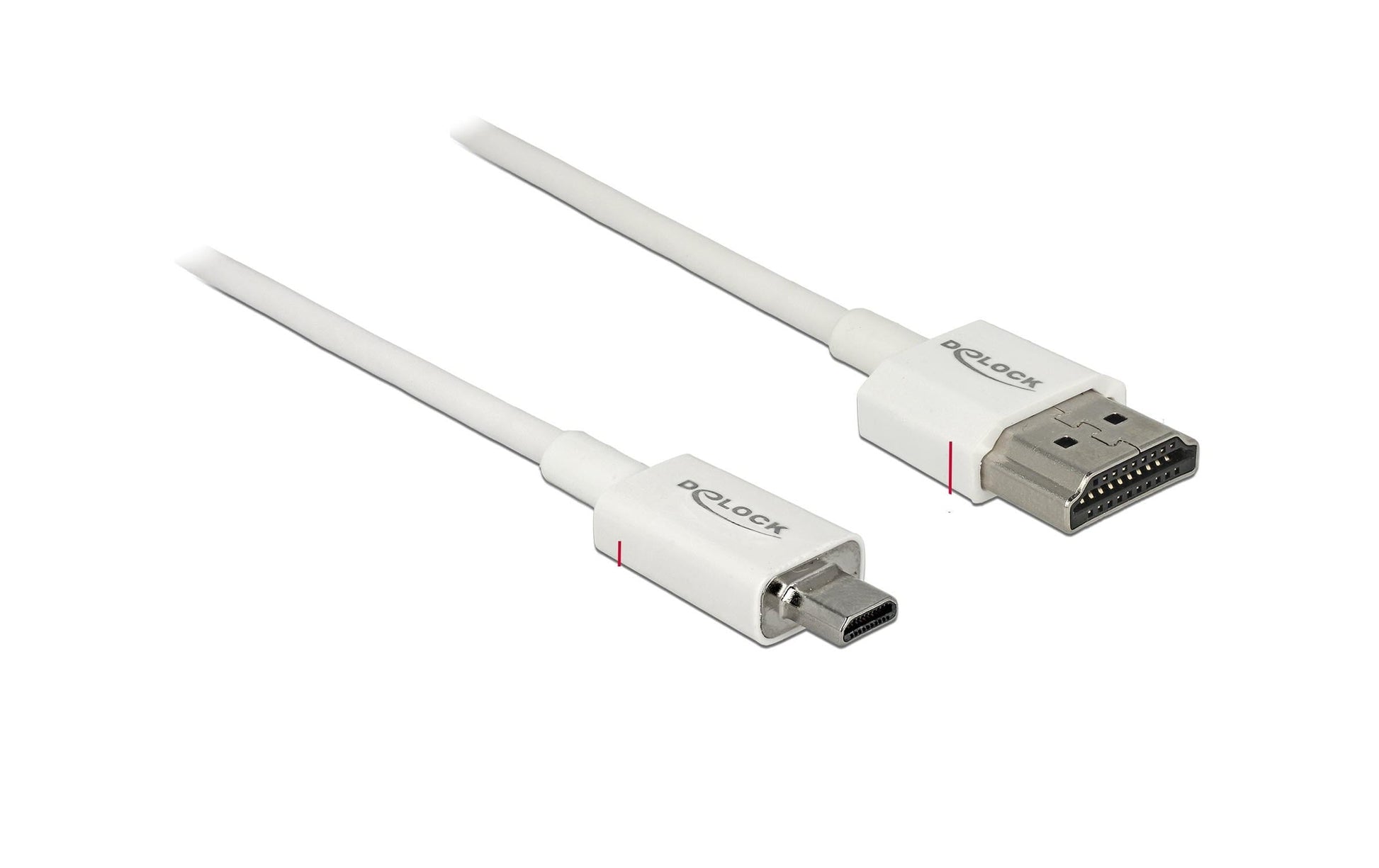 DeLOCK Micro-HDMI auf HDMI Kabel HDMI 2.0 4K 60 Hz – 1,5 m – ARC, Ethernet – Weiss