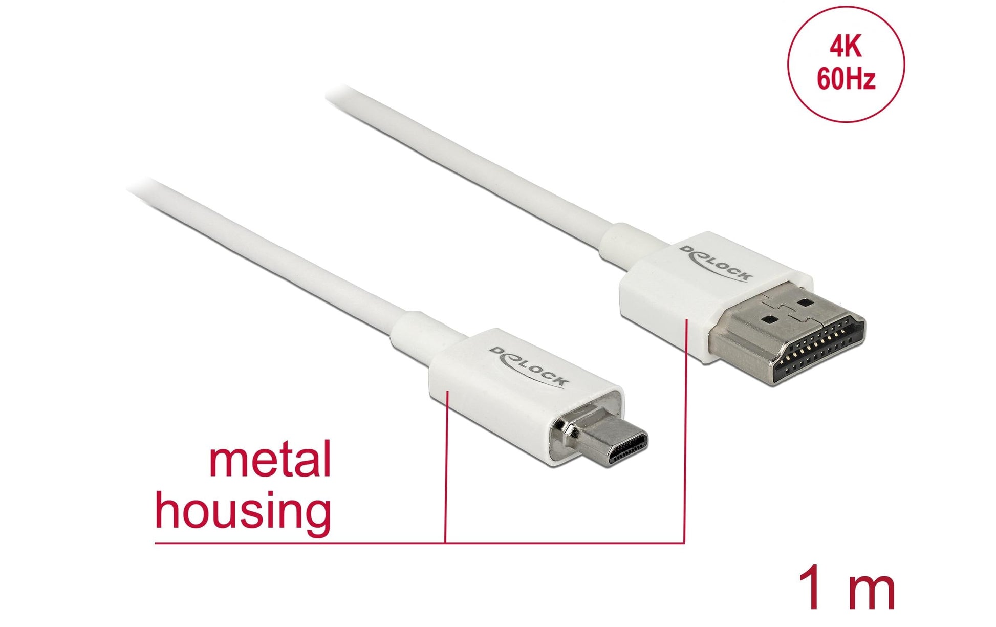 DeLOCK HDMI-Kabel, Micro HDMI, Weiss