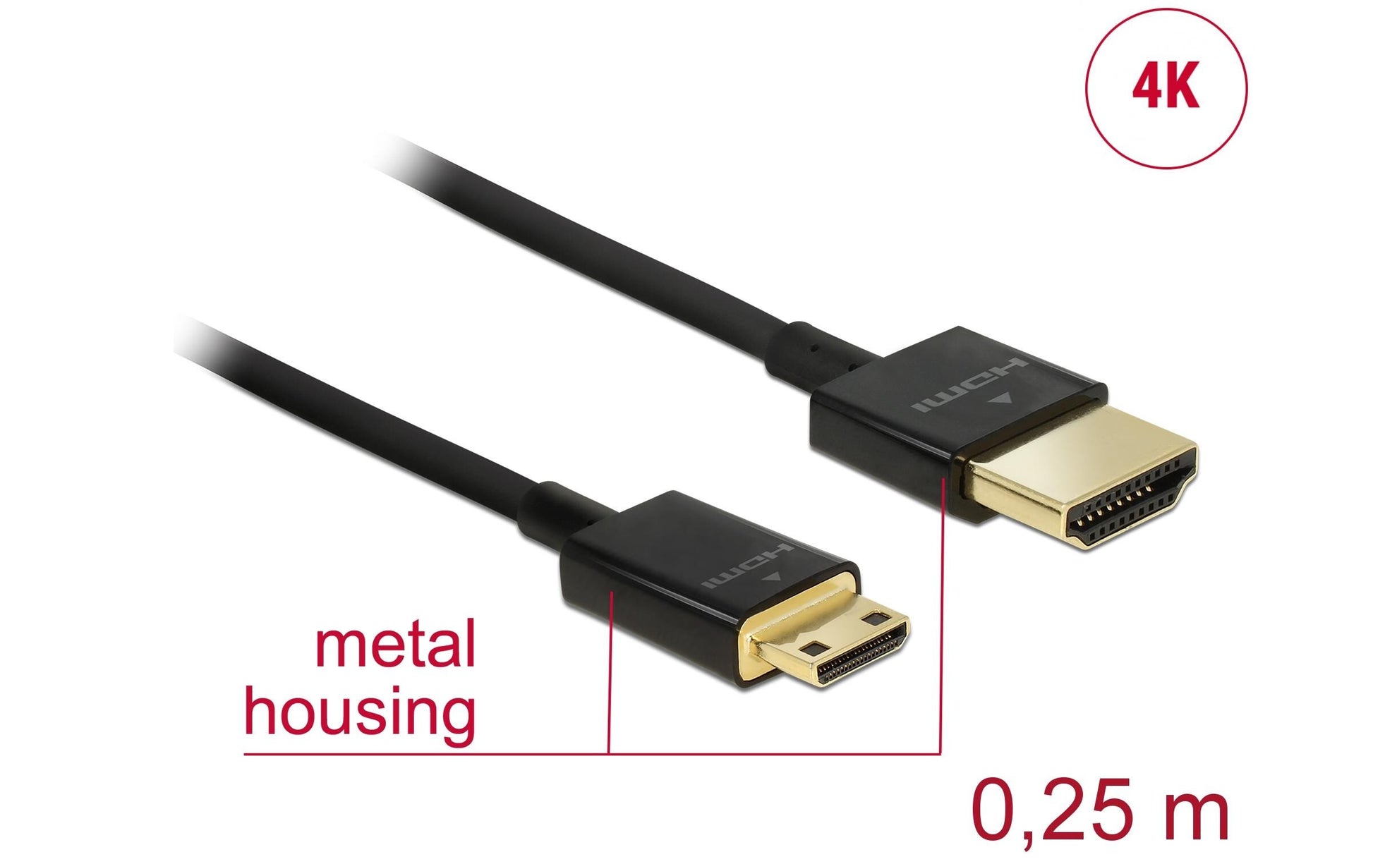 DeLOCK HDMI-Kabel, Mini HDMI, Schwarz, 85118