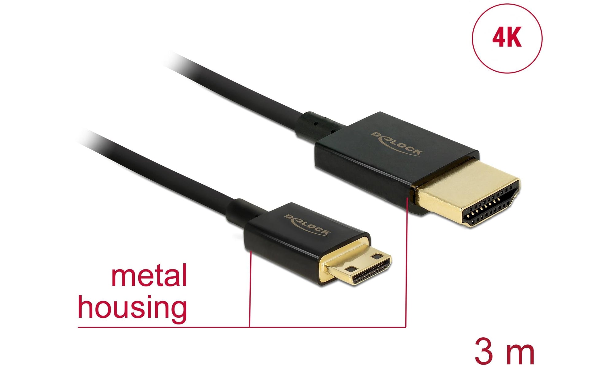 DeLOCK HDMI-Kabel, HDMI / Mini HDMI, Schwarz