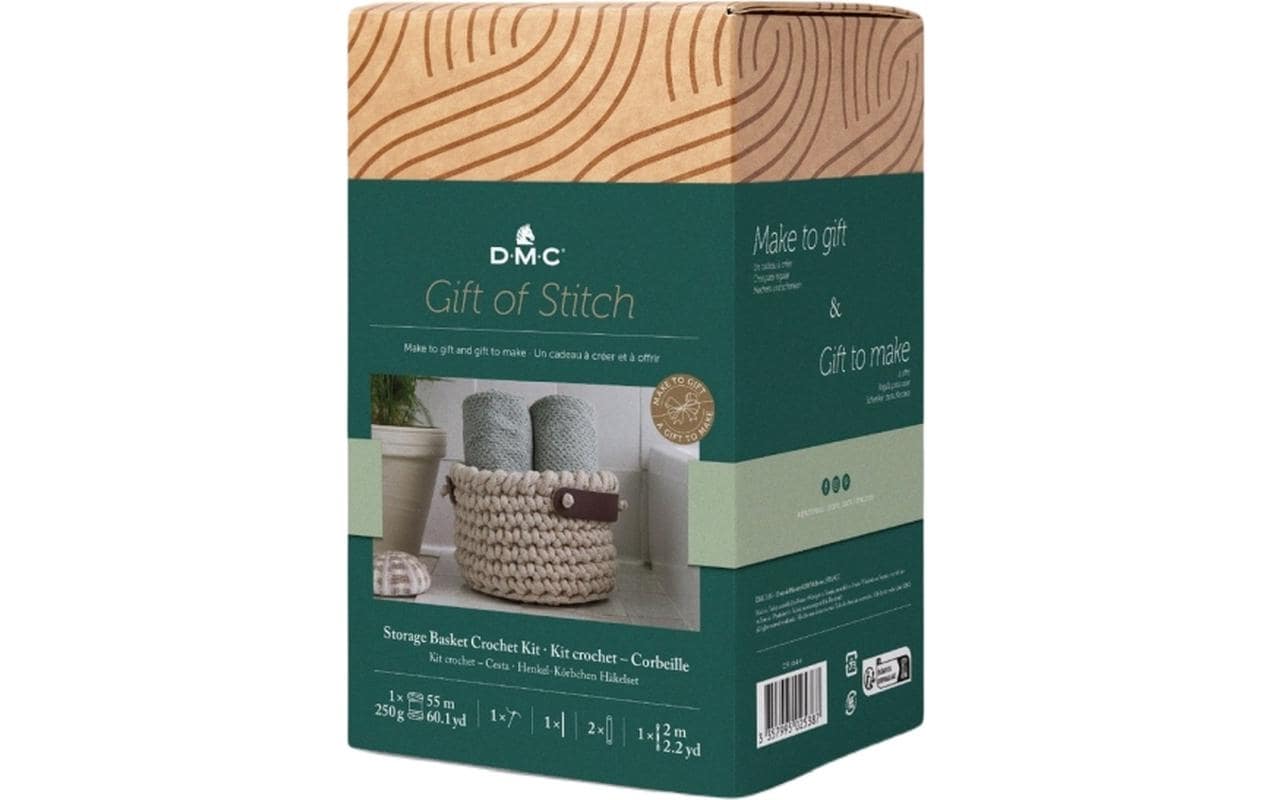 DMC CR104K Häkelset Hellbeige – 9 Stk., Aufbewahrungskorb 17 cm×11 cm, 80% recycelte Baumwolle/20% Polyester