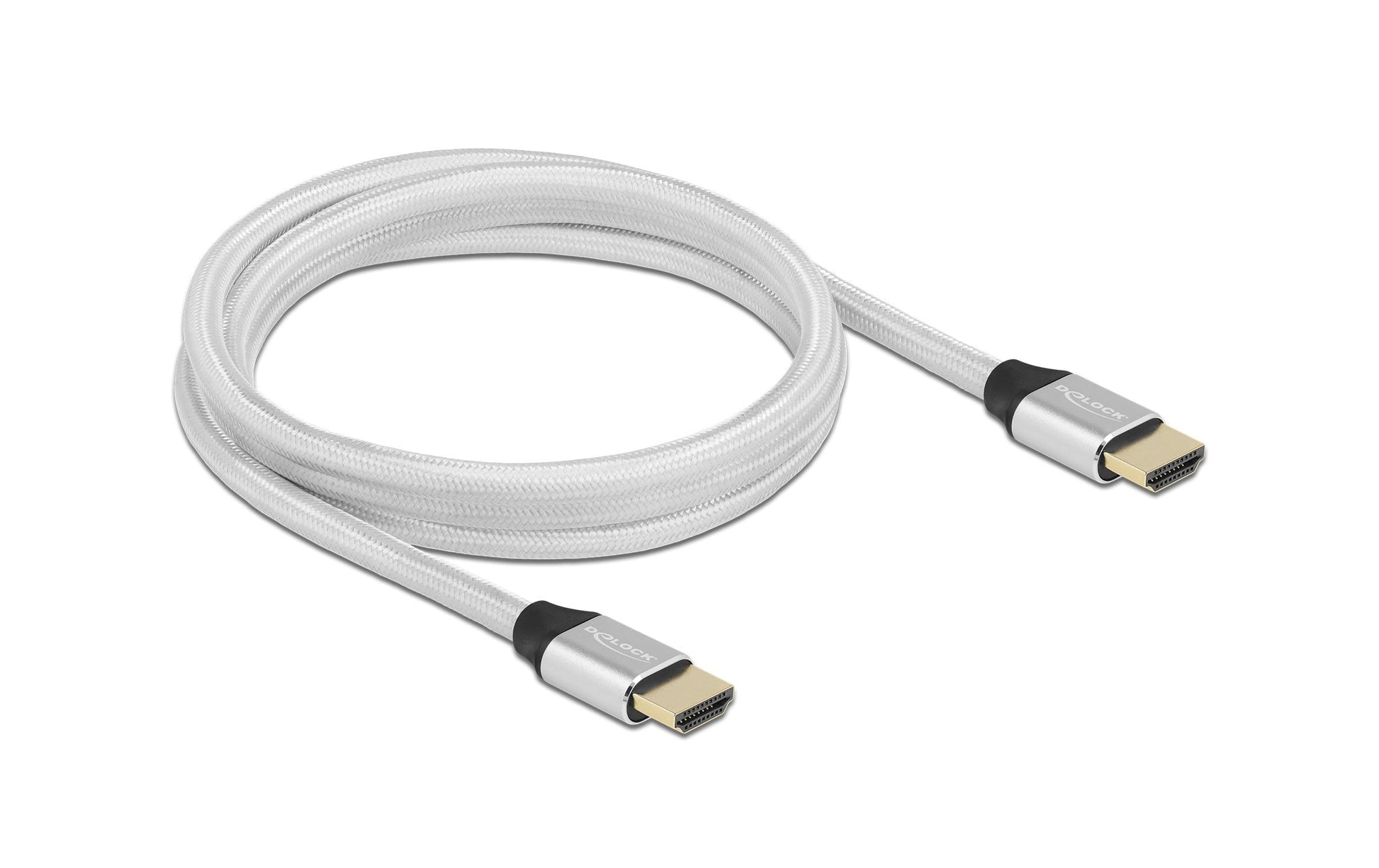 DeLOCK HDMI Kabel HDMI 2.1 8K 60 Hz – 2 m – HDR, ARC – Silber