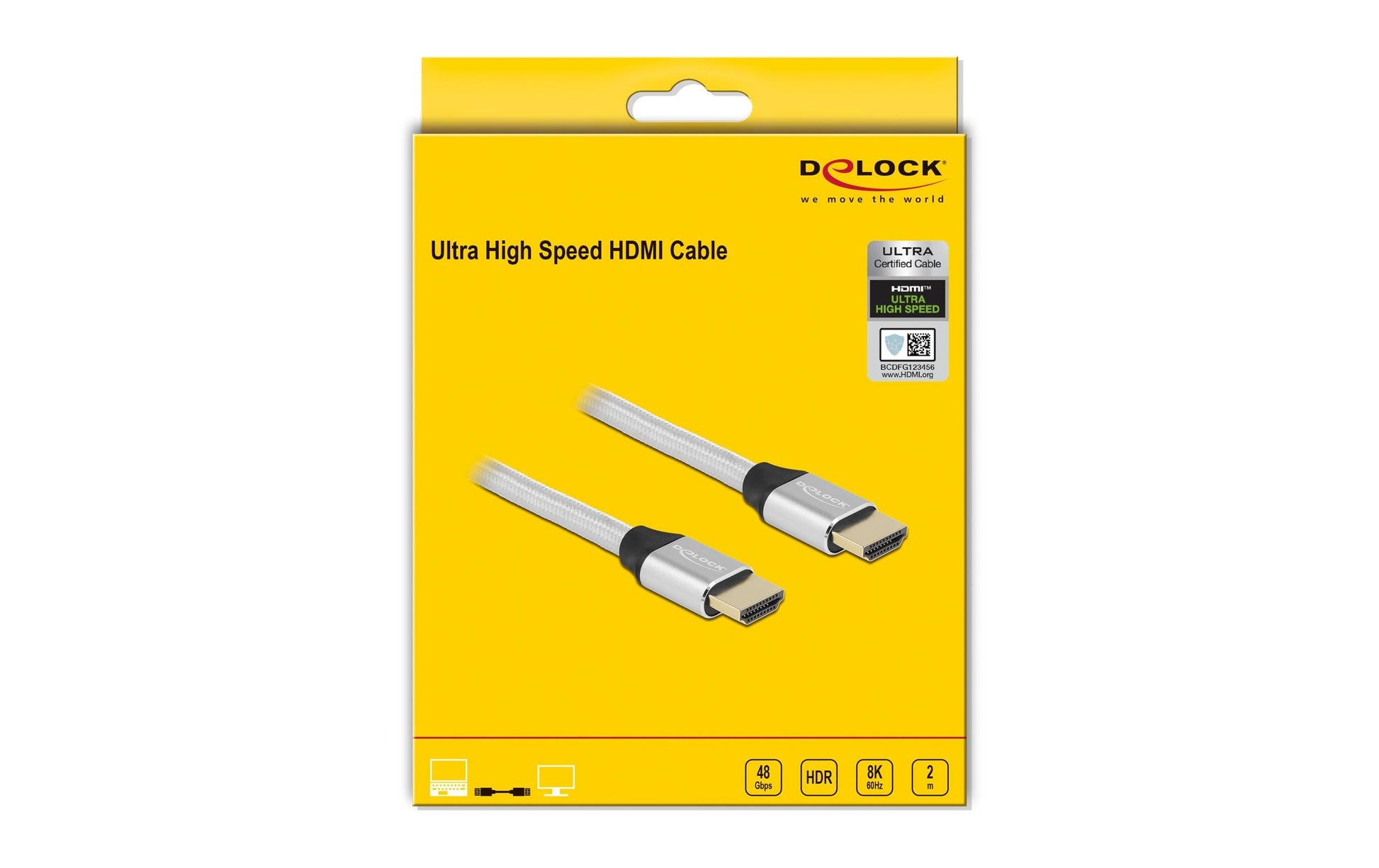 DeLOCK HDMI Kabel HDMI 2.1 8K 60 Hz – 2 m – HDR, ARC – Silber