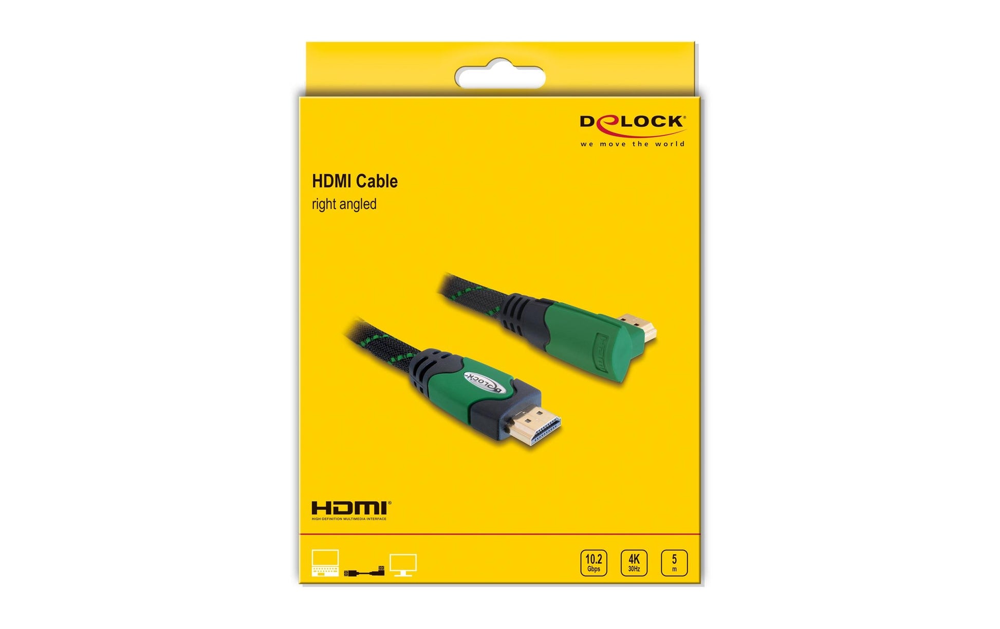 DeLOCK HDMI Kabel (A–A, M–M) HDMI 1.4 4K 30 Hz – 5 m – Ethernet – Grün