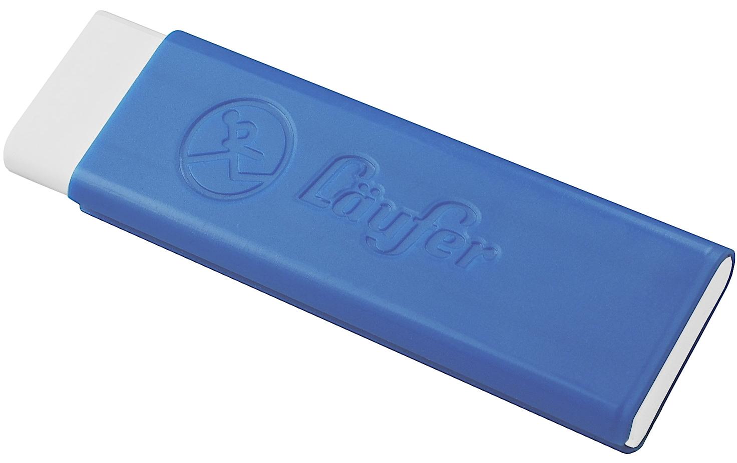 Laufer Radierer – für Bleistifte und Farbstifte – 21 × 71 × 7 mm – blau