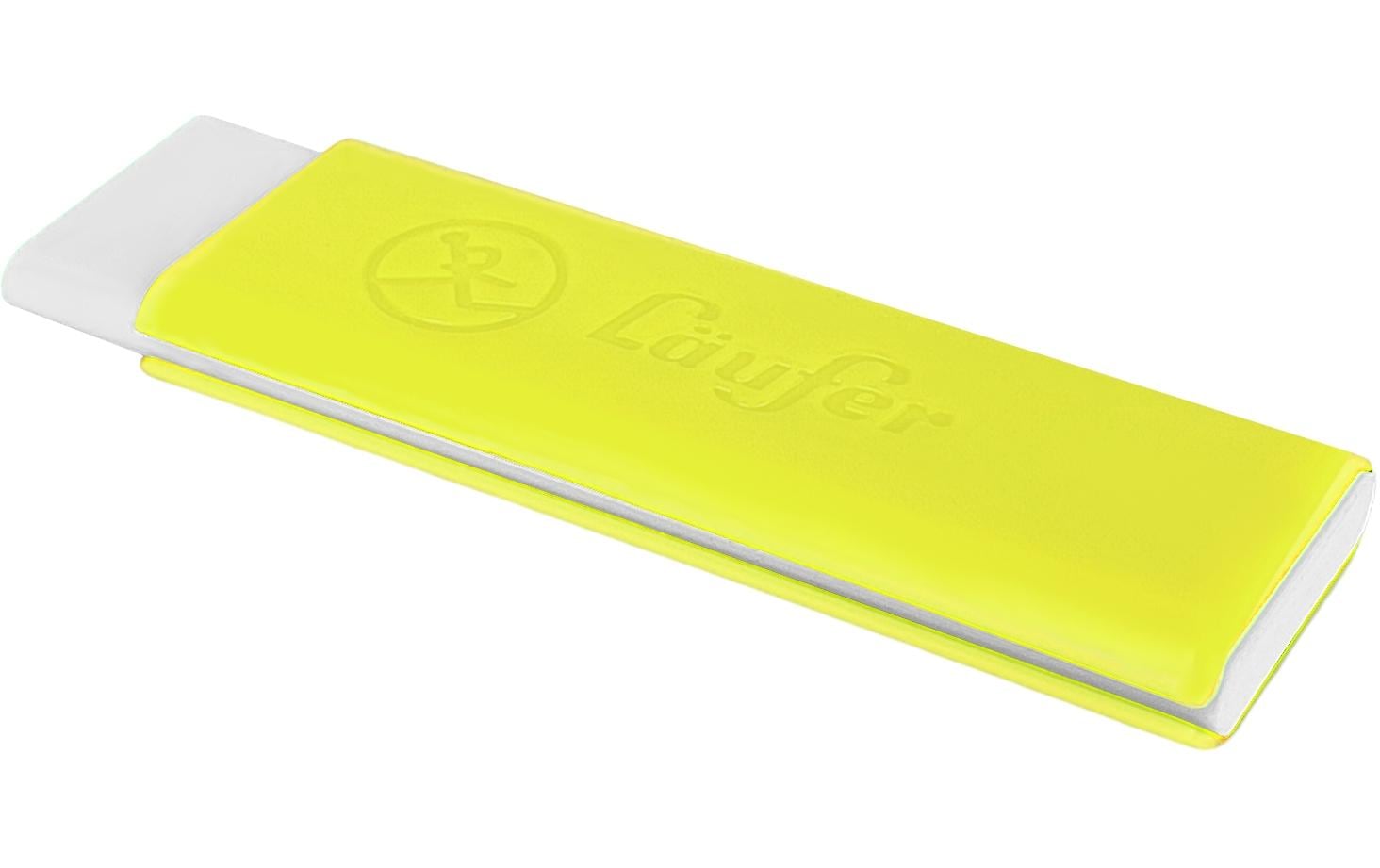 Laufer Radierer – für Bleistift und Farbstifte – 21 × 7 × 21 mm – Kunststoff – gelb