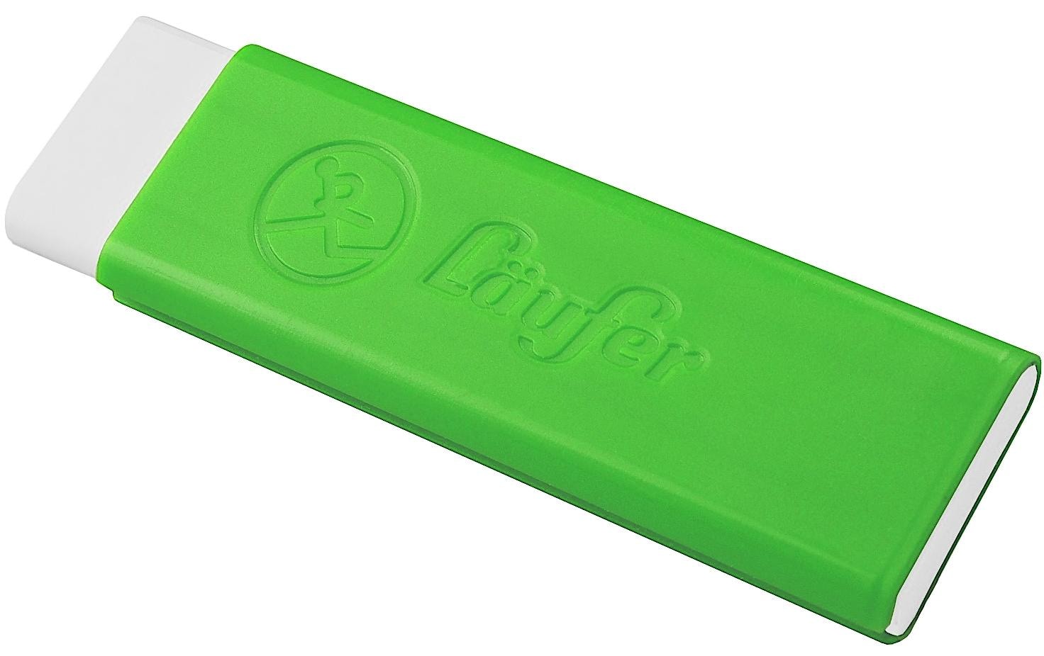 Laufer Radierer – für Bleistifte, Farbstifte – 21 × 7 × 21 mm – Kunststoff – grün