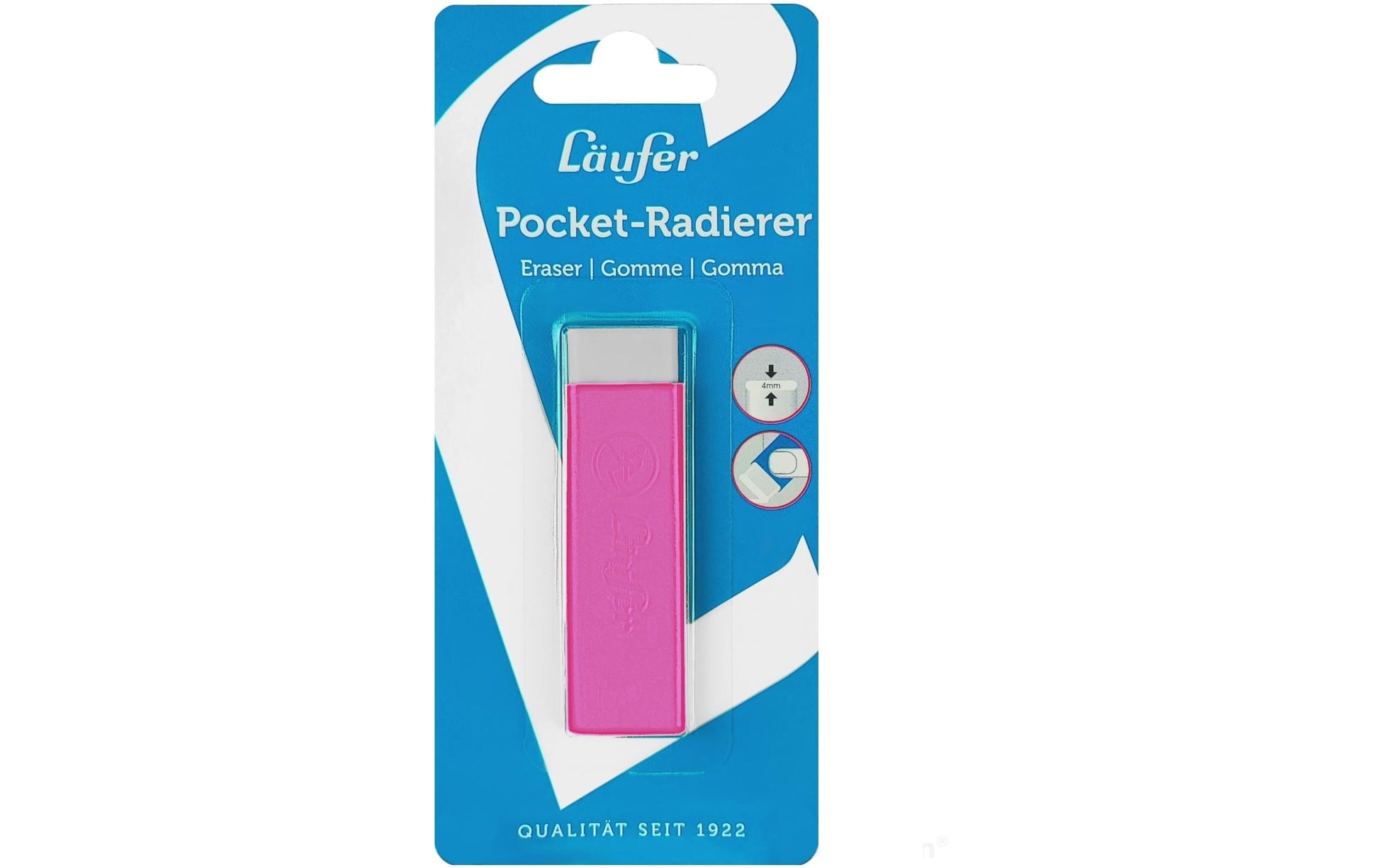 Laufer Radierer – für Bleistifte und Farbstifte – 21 × 7 × 21 mm – pink