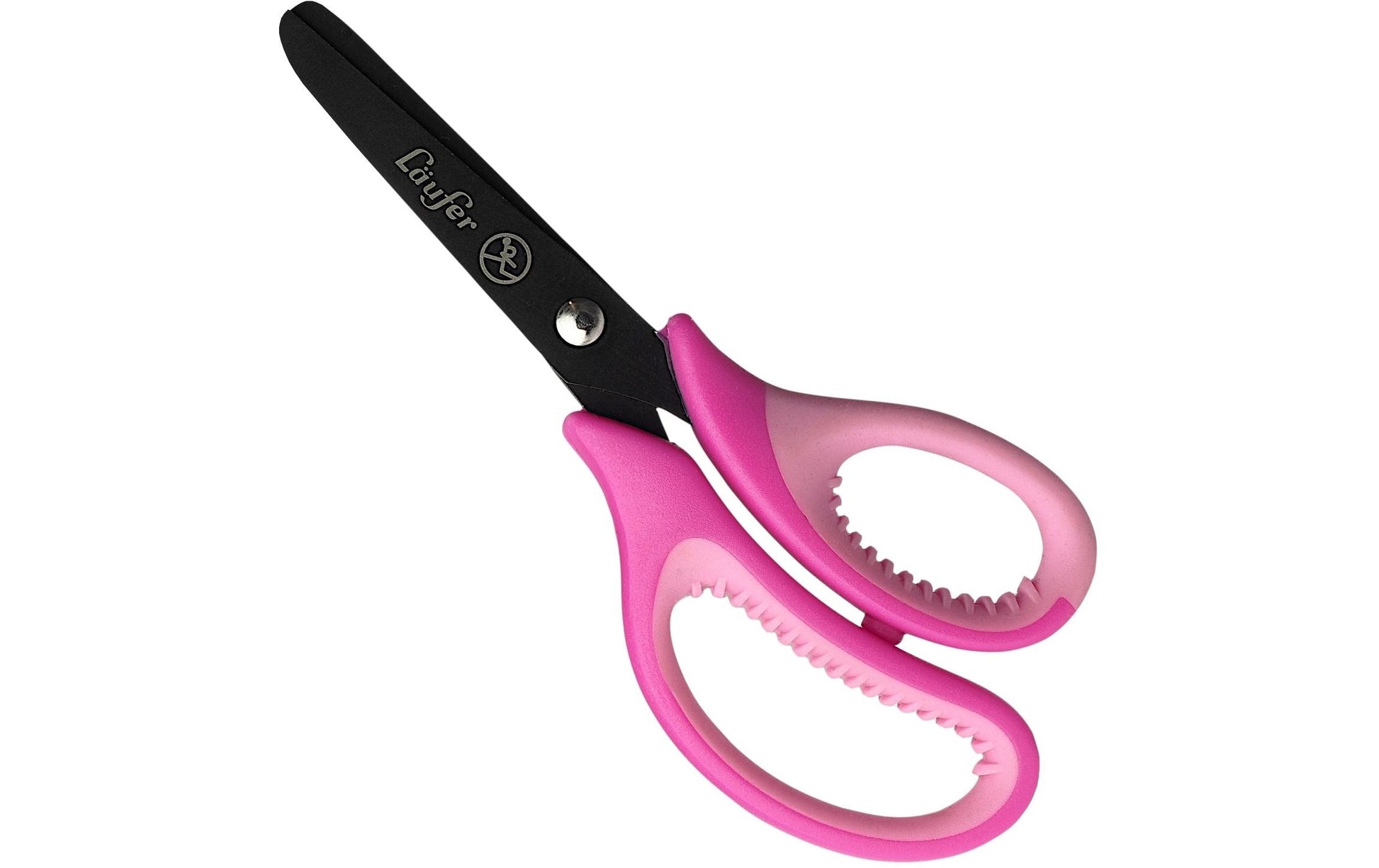 Laufer Kinderschere – titanbeschichtet, für Rechtshänder, abgerundete Spitzen, Kunststoffgriffe, Pink