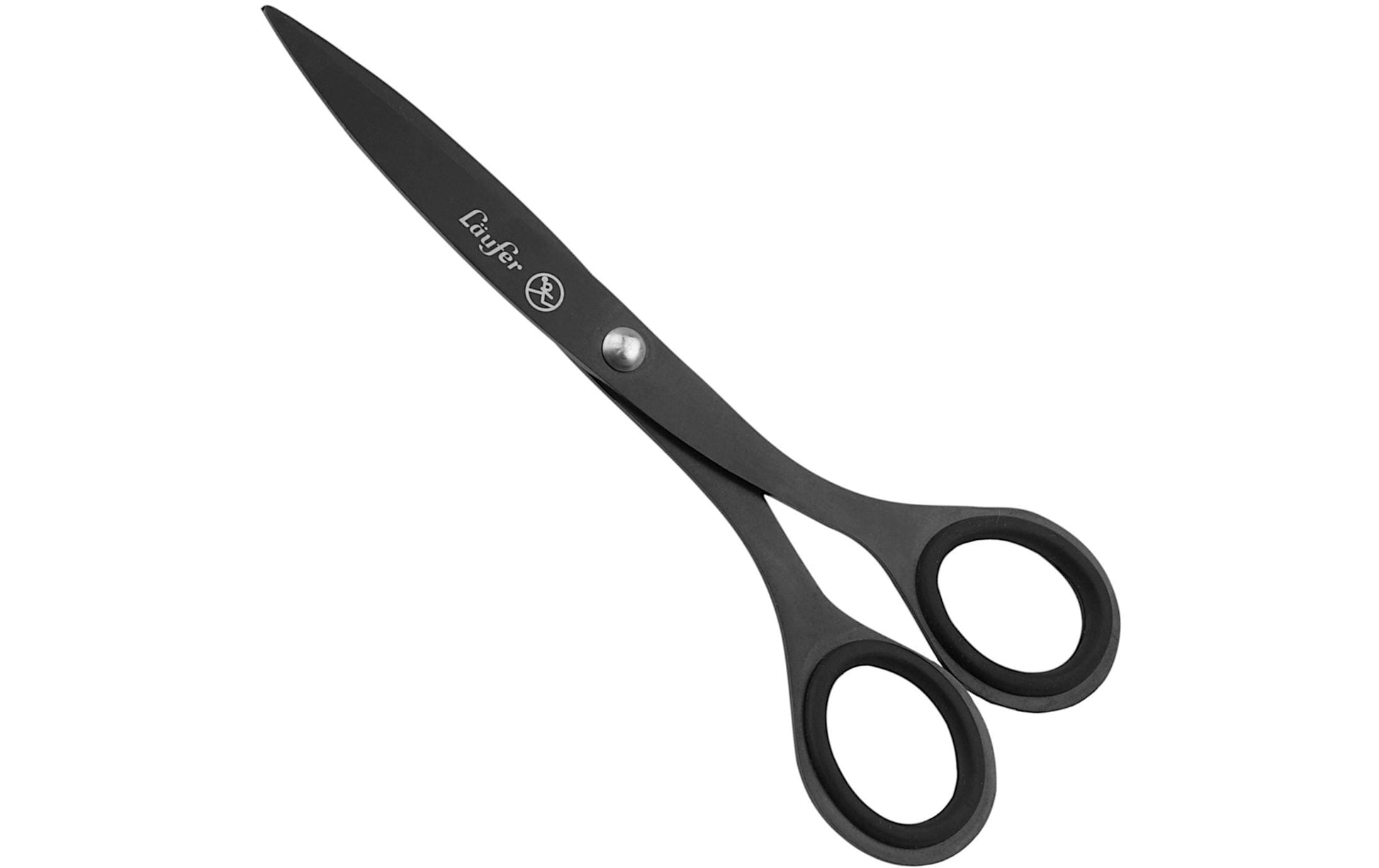 Laufer Universalschere – 17,0 cm, titanbeschichtet, spitz, Gummi, schwarz