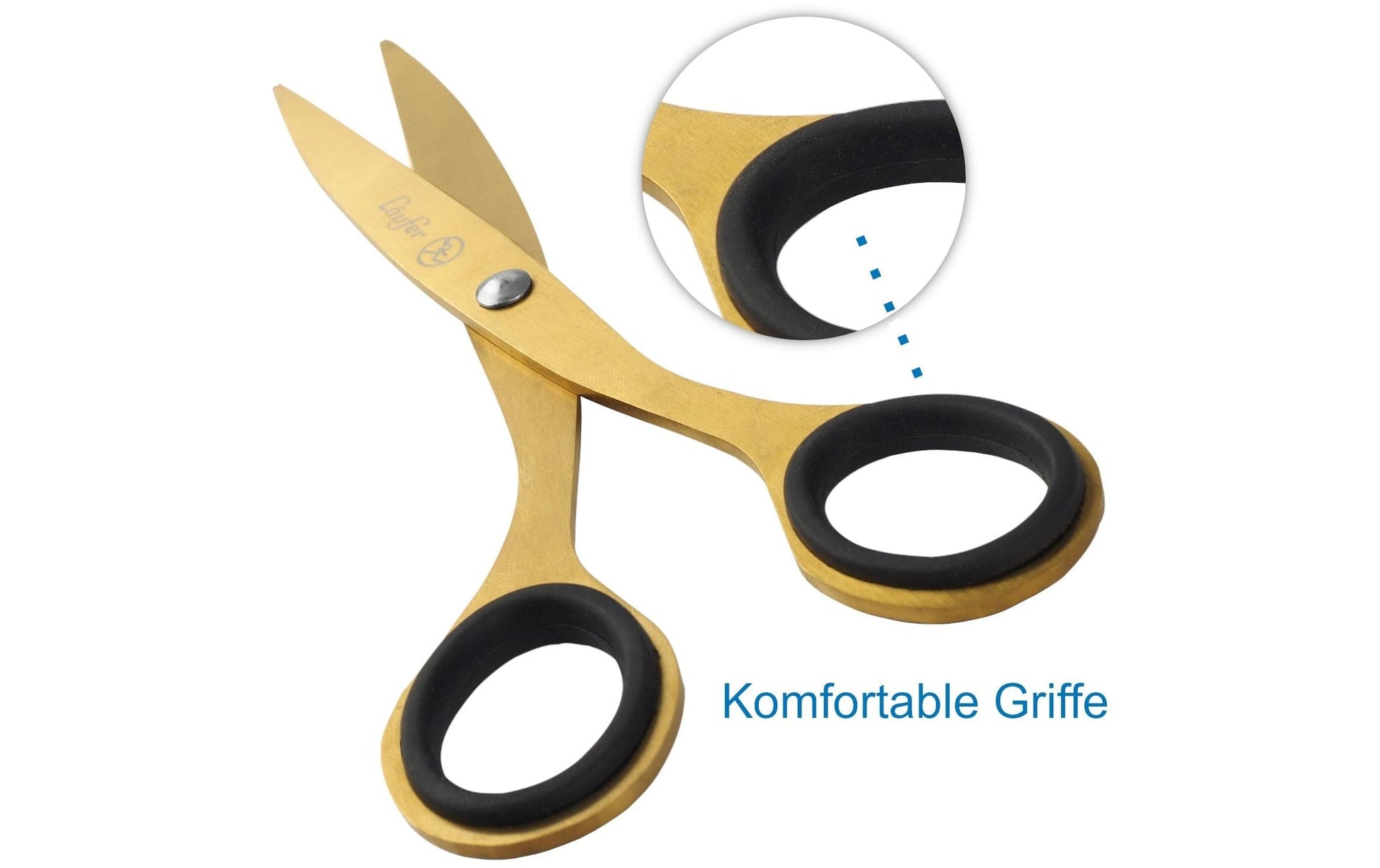 Laufer Universalschere – 17,0 cm, titanbeschichtet, für Rechtshänder, spitz, Gummigriffe, mehrfarbig