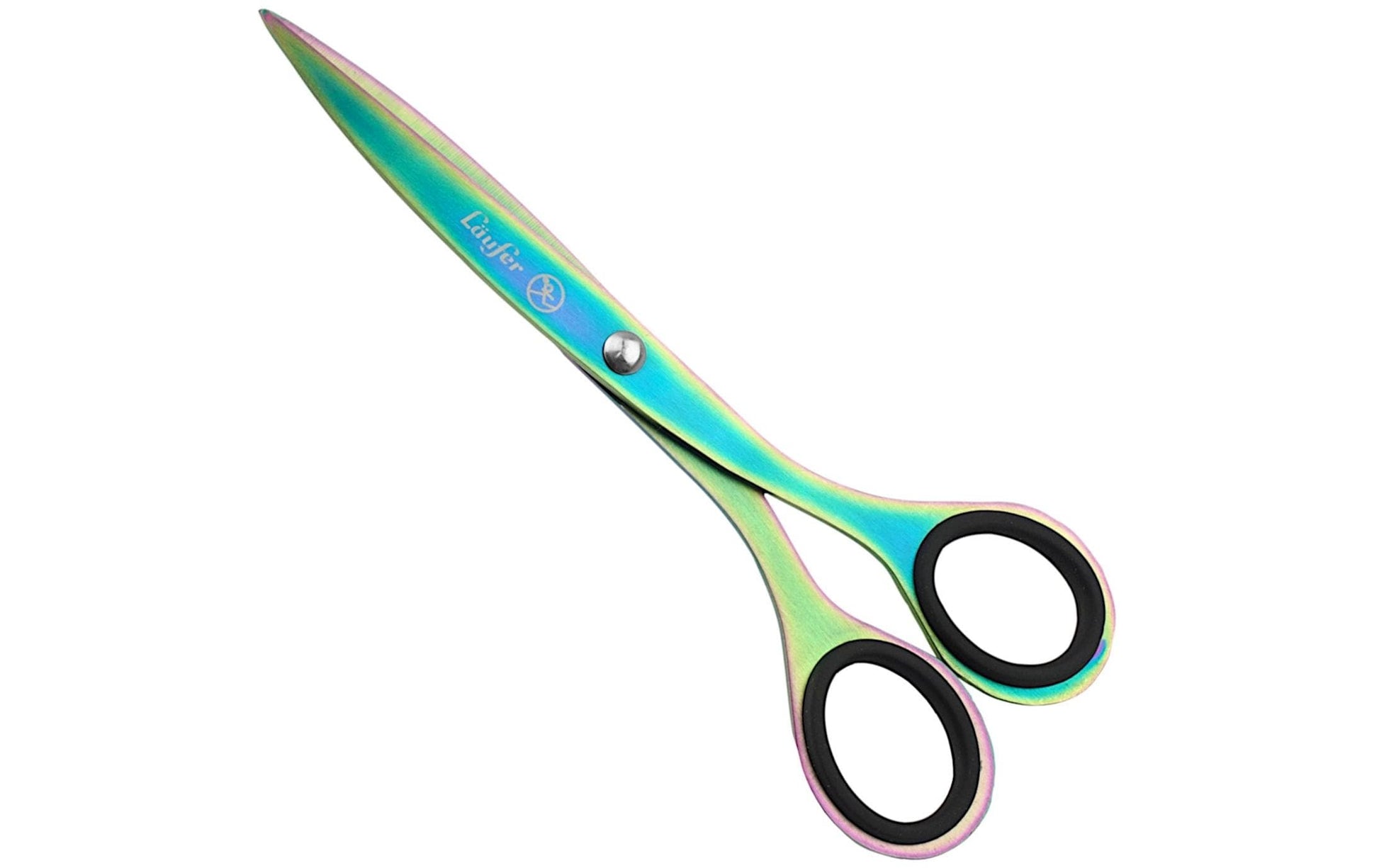 Laufer Universalschere – 17,0 cm, titanbeschichtet, für Rechtshänder, spitz, Gummigriffe, mehrfarbig