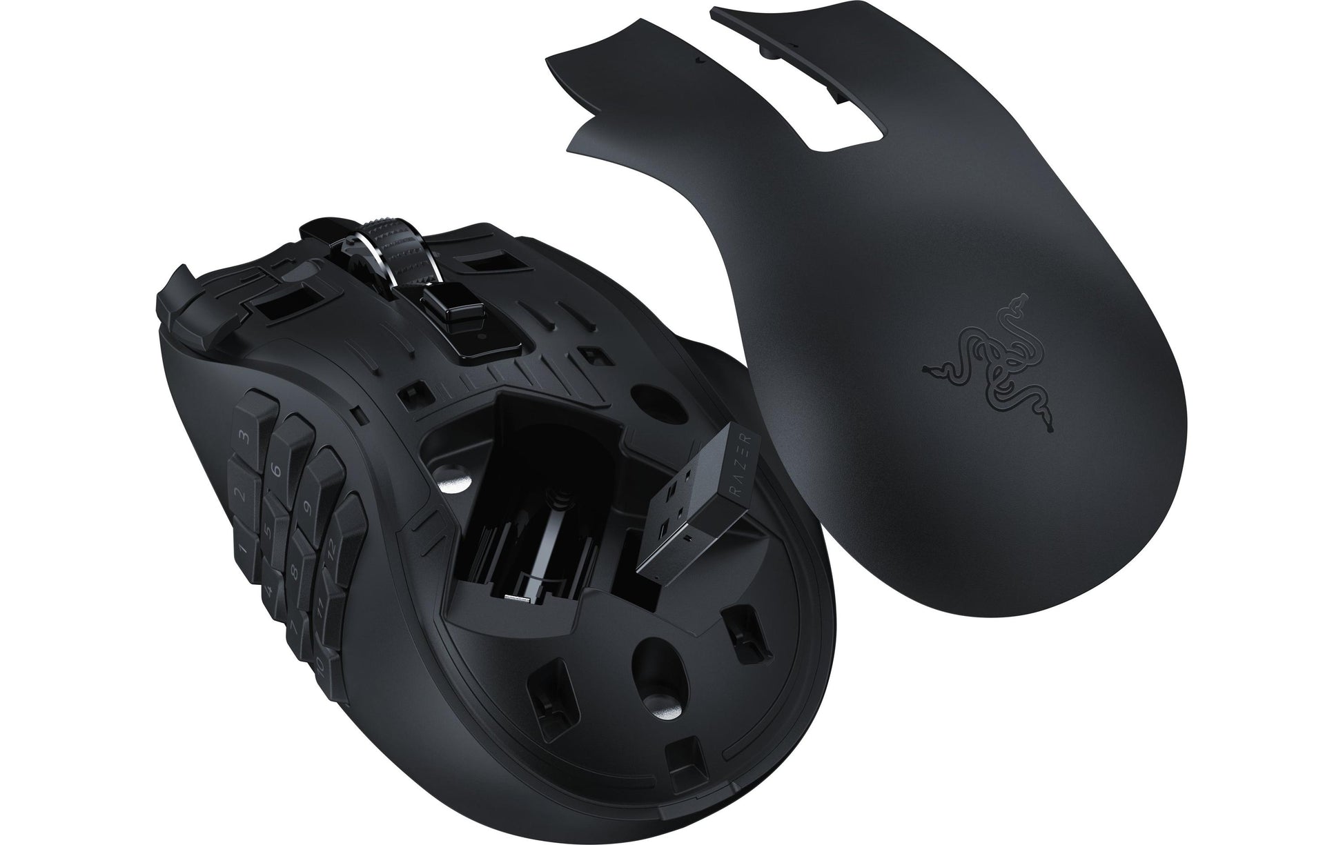 Razer Naga V2 HyperSpeed Gaming-Maus – kabellos, 21 Tasten, für Rechtshänder, integrierter Speicher, schwarz