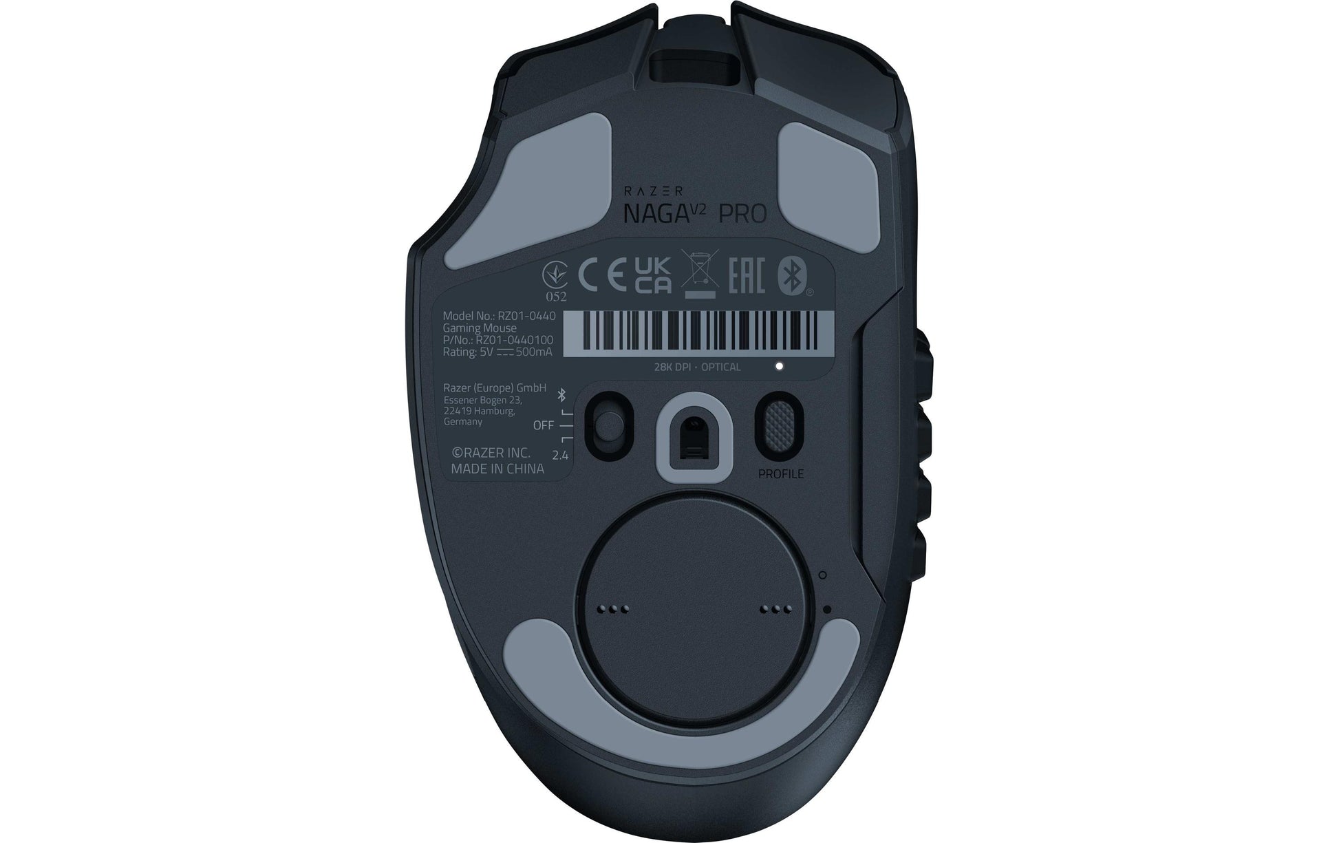 Razer Naga V2 Pro Gaming-Maus – kabellos, 20 Tasten, für Rechtshänder, integrierter Speicher, schwarz
