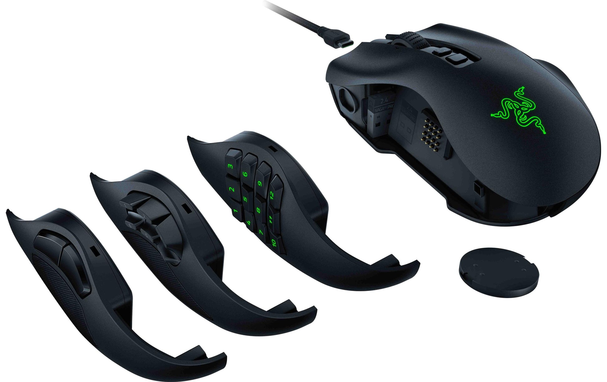 Razer Naga V2 Pro Gaming-Maus – kabellos, 20 Tasten, für Rechtshänder, integrierter Speicher, schwarz