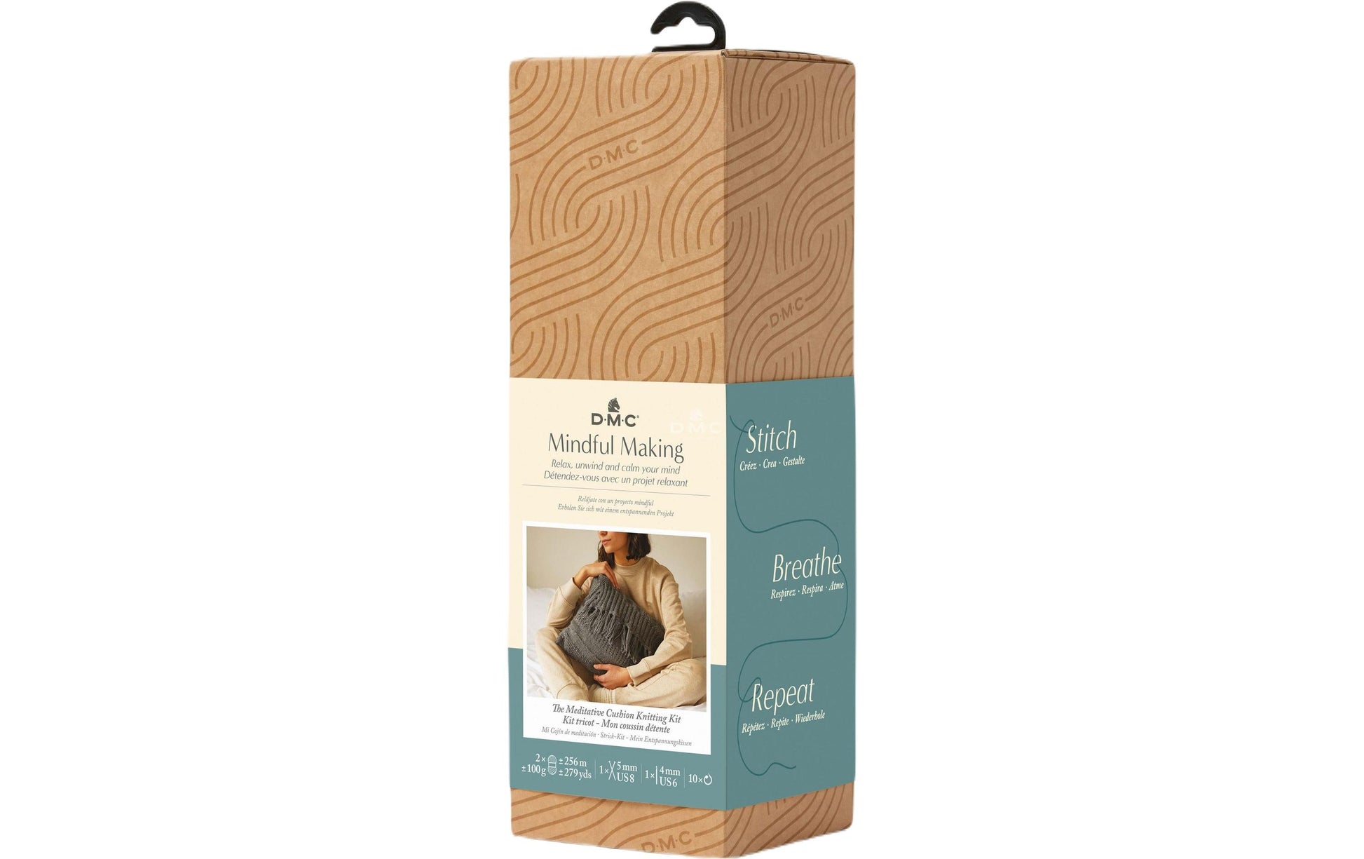 DMC Strickset Kissen Dunkelgrau – 40 cm×40 cm, Acryl, Ndl 5 mm