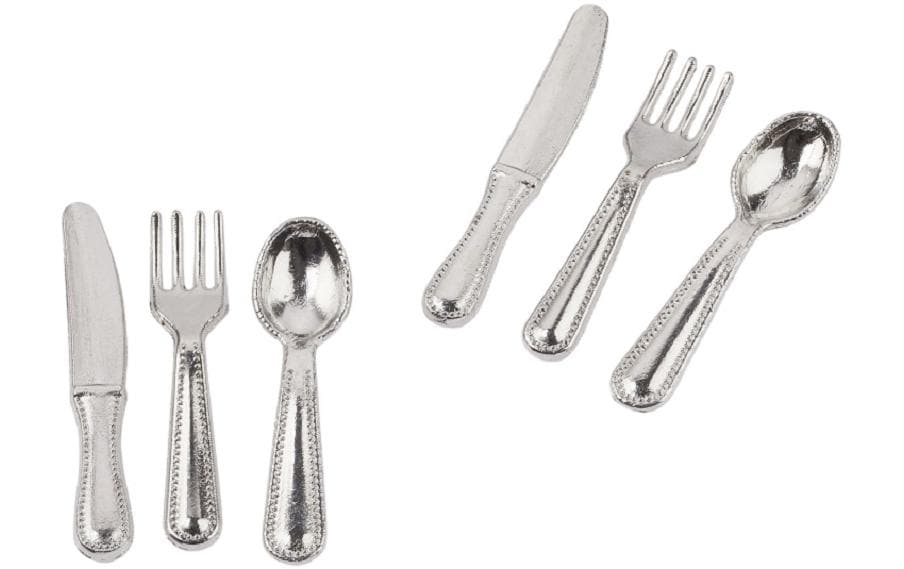 HobbyFun Mini-Küchen-Besteck, Metall, Silber, Set à 12, 20 mm
