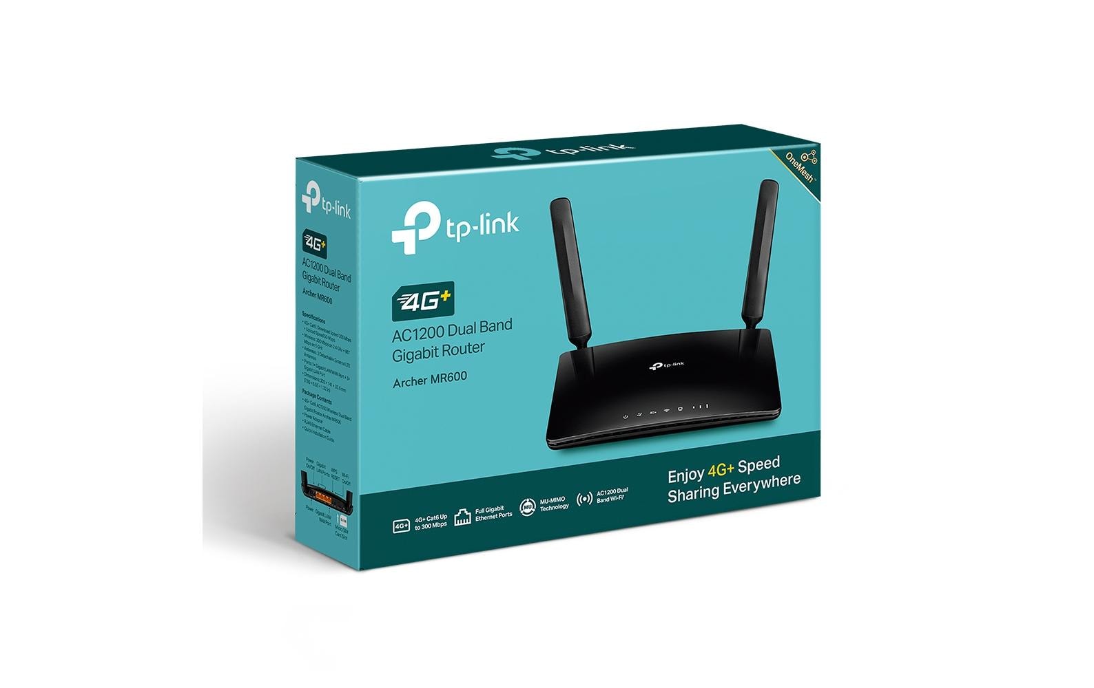 TP-Link Archer MR600 – LTE/5G-Router, Wi-Fi 5, Dual-Band (2,4/5 GHz), bis 867 Mbit/s, 4G, Micro-SIM, 4x RJ-45