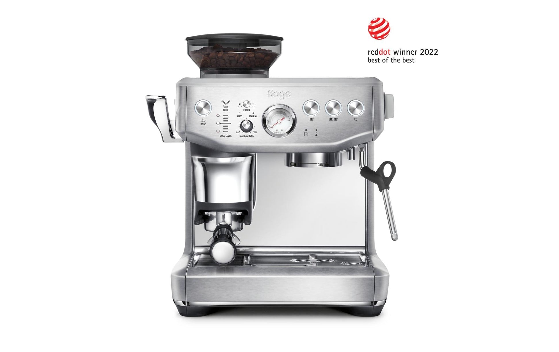 Sage Software Sage Barista Impress Espressomaschine (Siebträger) – 9 bar, 2 l, Milchschaumdüse, Edelstahl