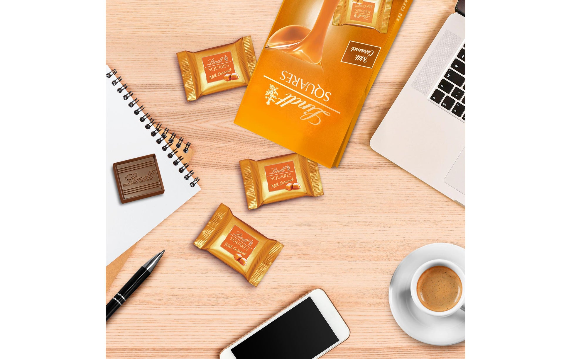 Lindt SQUARES Pralinés – Milch-Karamell – 144 g