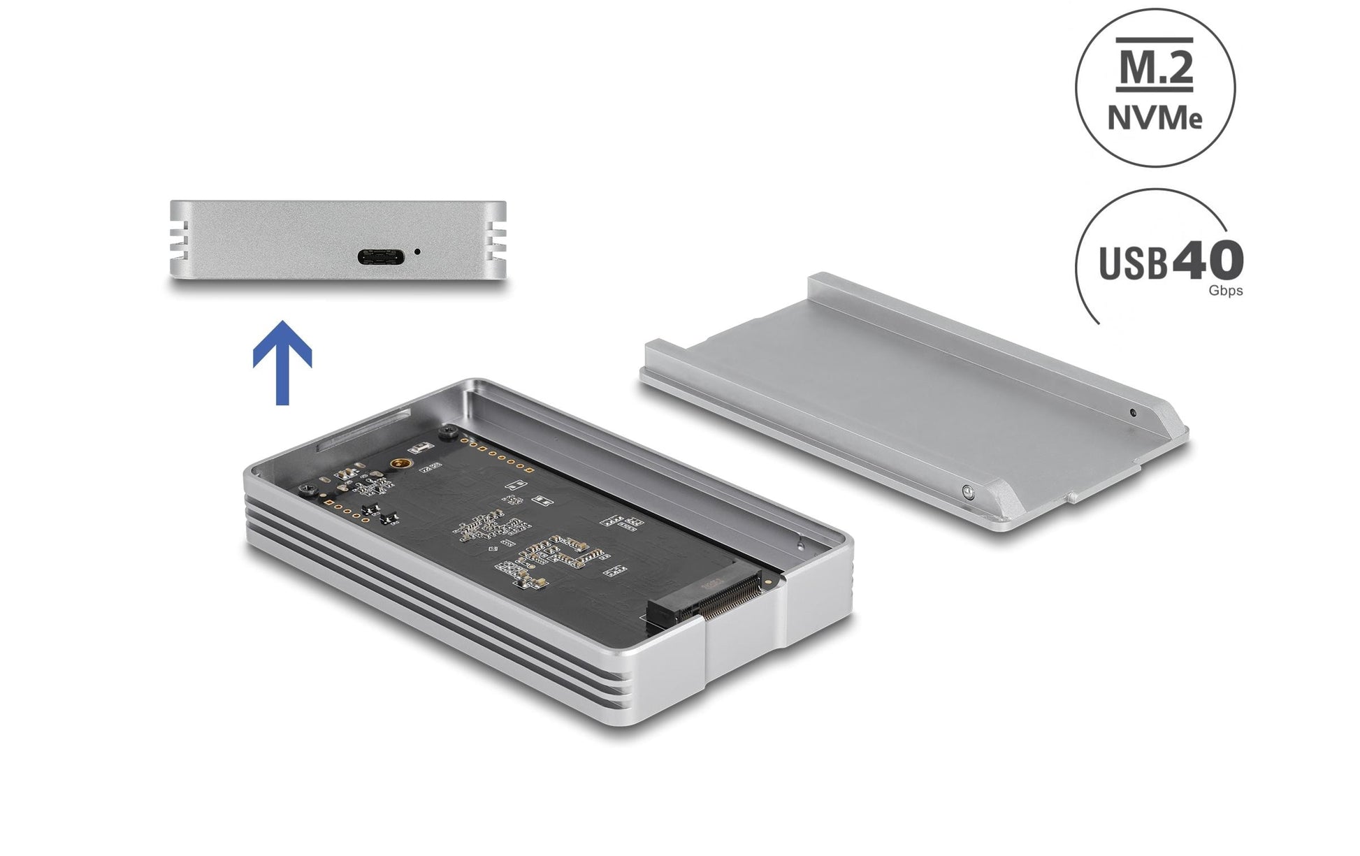 DeLOCK USB4 40 Gbit/s Gehäuse – 1-Bay Desktop SSD-Gehäuse – für M.2 80 mm NVMe