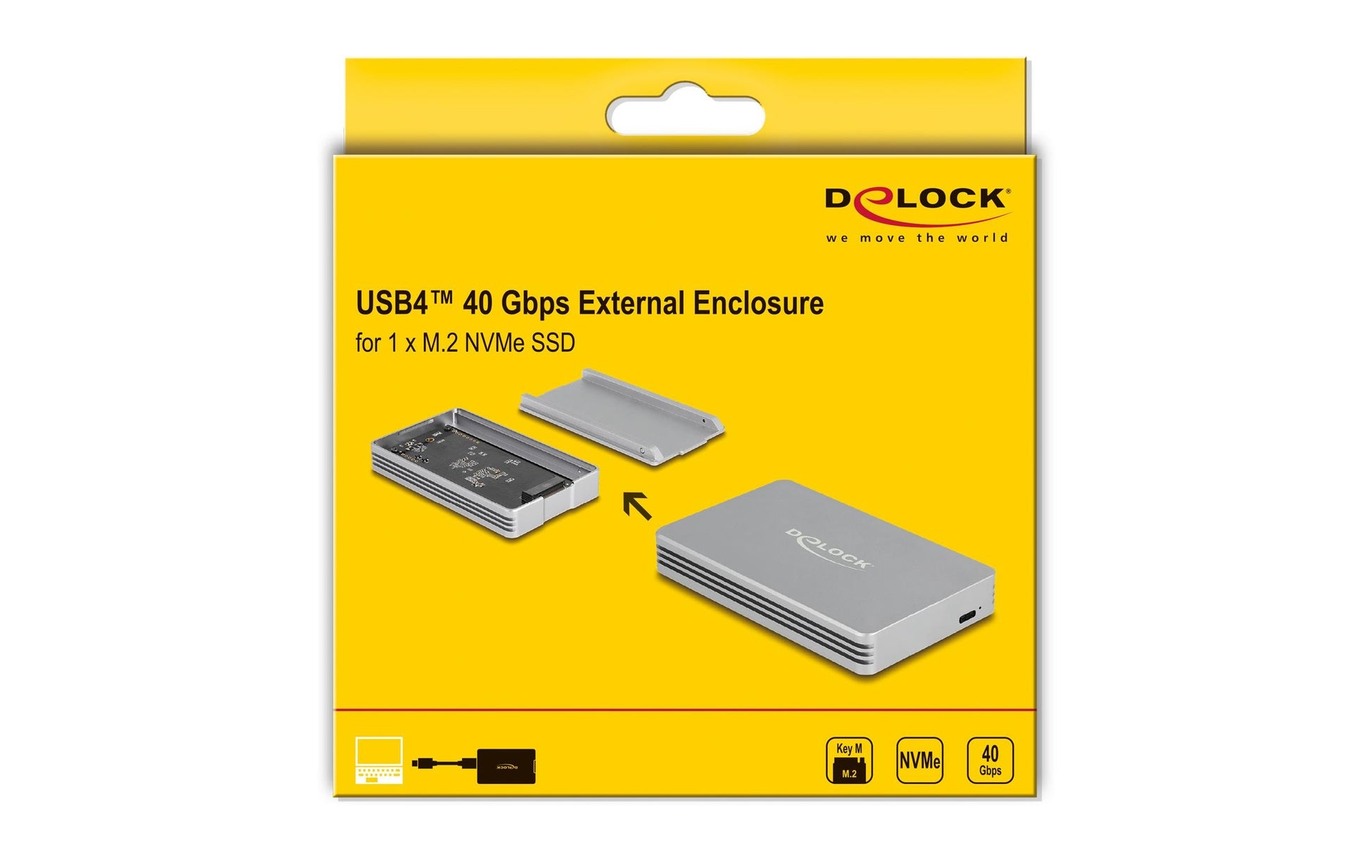 DeLOCK USB4 40 Gbit/s Gehäuse – 1-Bay Desktop SSD-Gehäuse – für M.2 80 mm NVMe