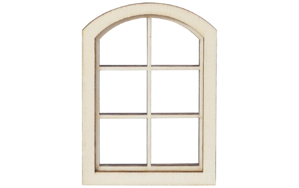 HobbyFun Holzrohling Mini-Hausfenster, 1 Stk, 7,5 × 10 cm, natur