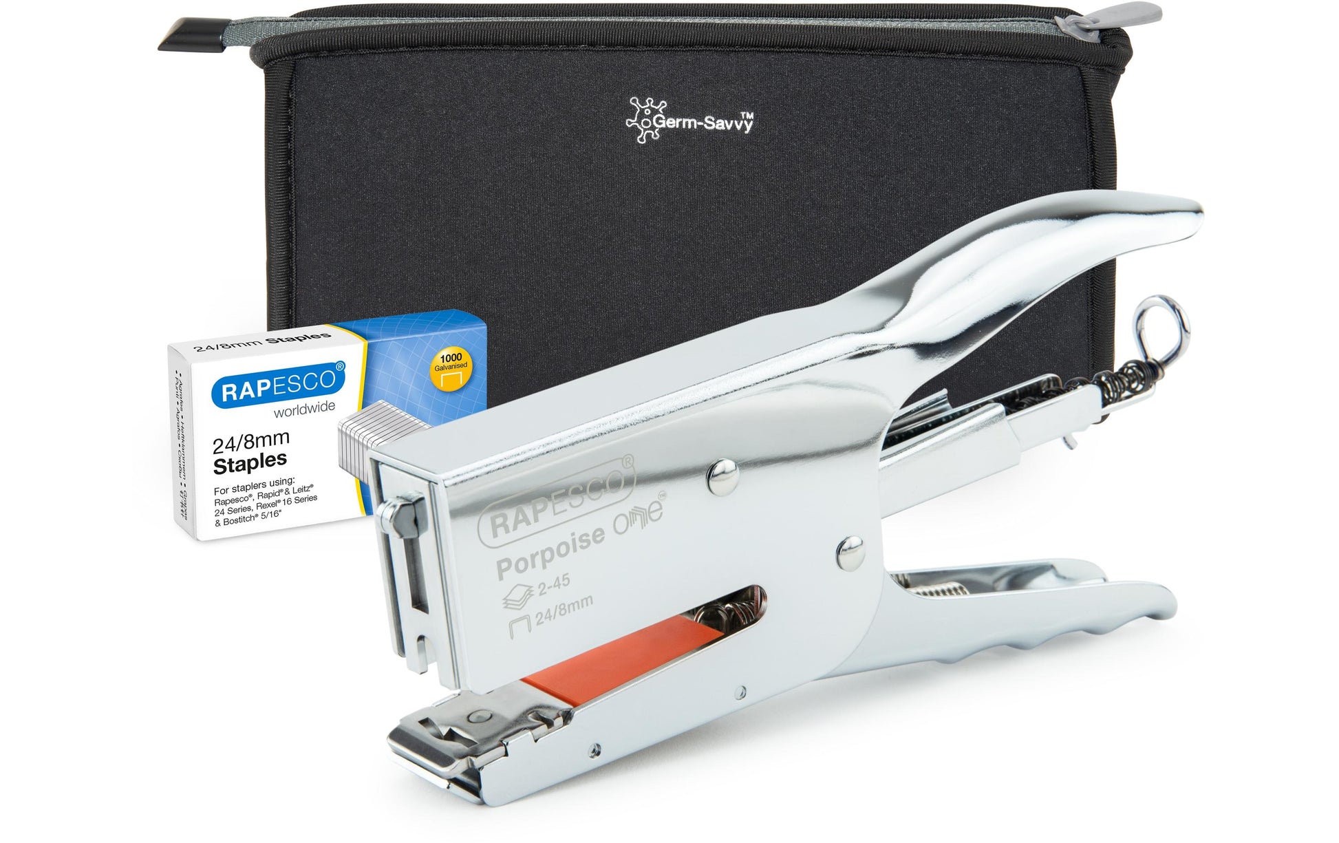 Rapesco Porpoise ONE Heftzange – 45 Blatt, für 24/8, chrom