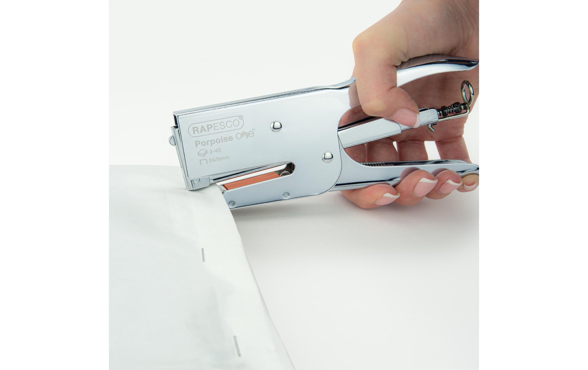 Rapesco Porpoise ONE Heftzange – 45 Blatt, für 24/8, chrom